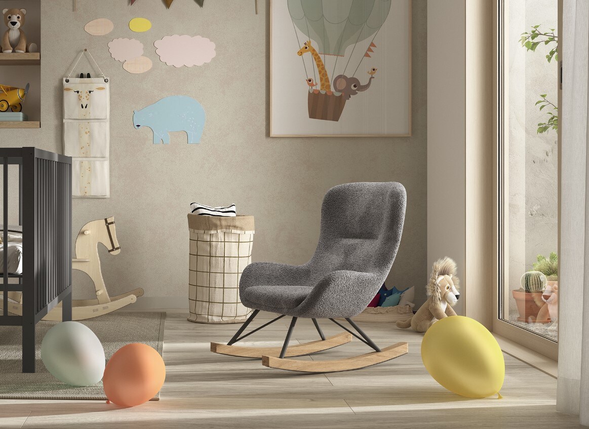 Kinder-Schaukelstuhl, Bezug Bouclé – versch. Ausführungen – Anthrazit | 05420070242189