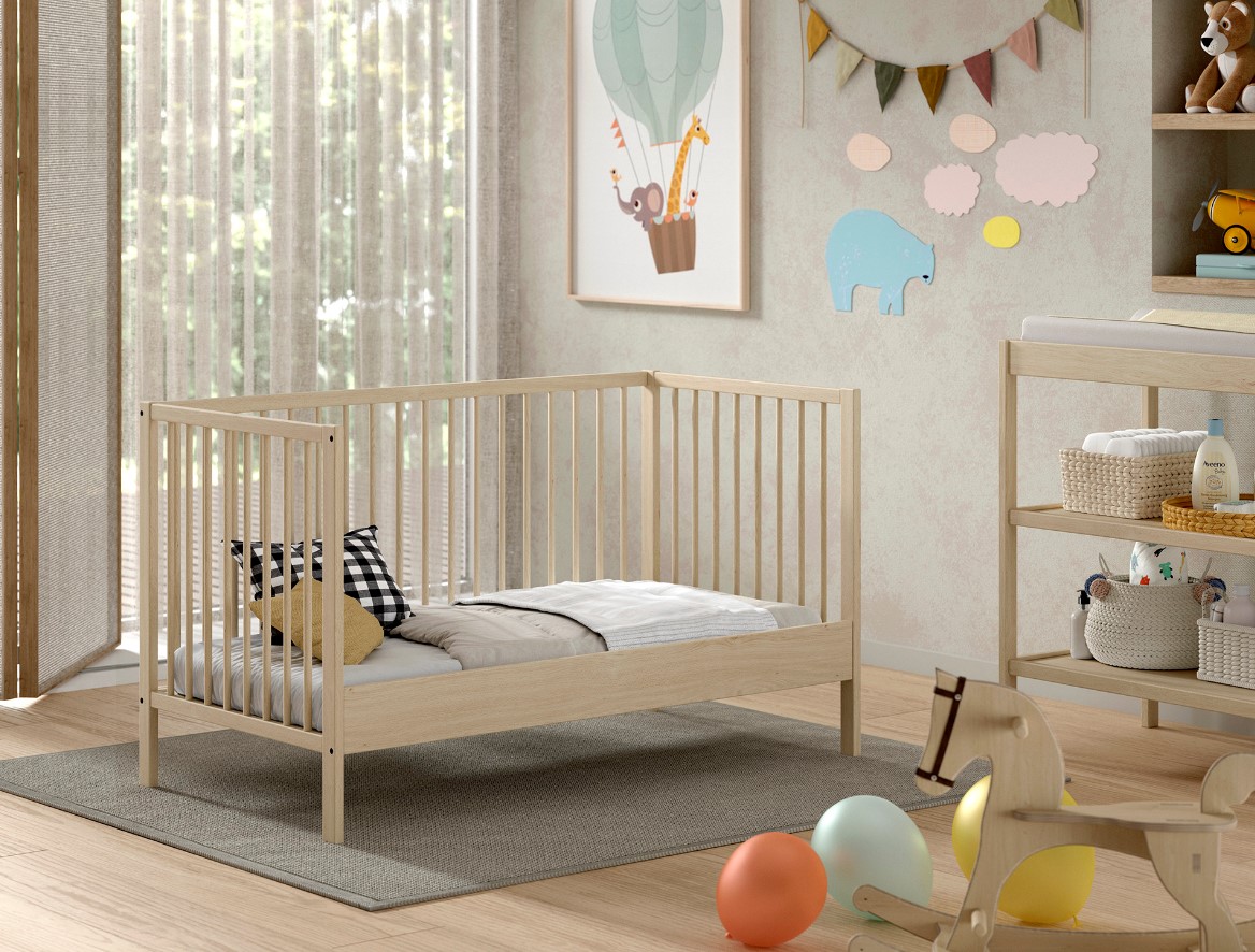 DINO Baby-/Juniorbett 70 x 140 cm, h&ouml;henverst. Lattenrost, Buche massiv - versch. Ausf&uuml;hrungen - Natur - Bild 1