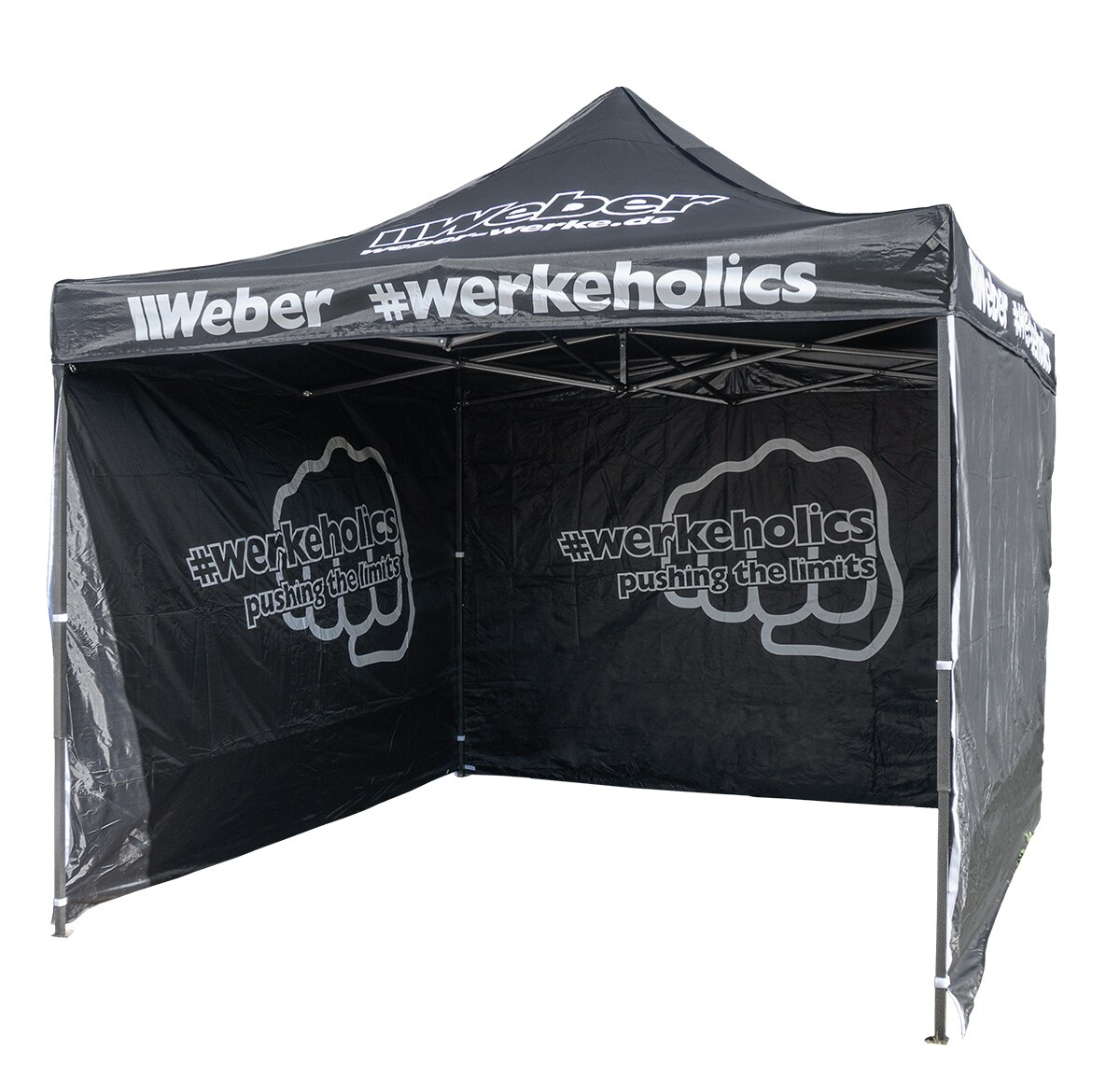 Weber #Werkeholics Easy-Up Zelt 3 x 3 m Pavillon inkl. 3 Seitenw&auml;nde schwarz - Bild 1