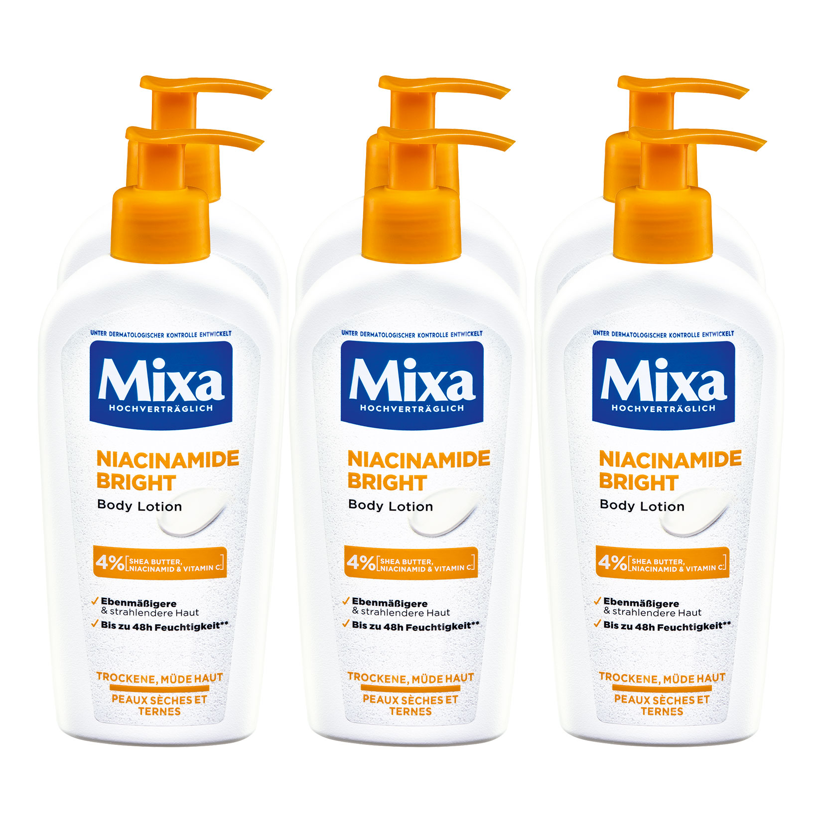 Mixa Bodylotion Niaciamide Bright 250 ml, 6er Pack - Bild 1