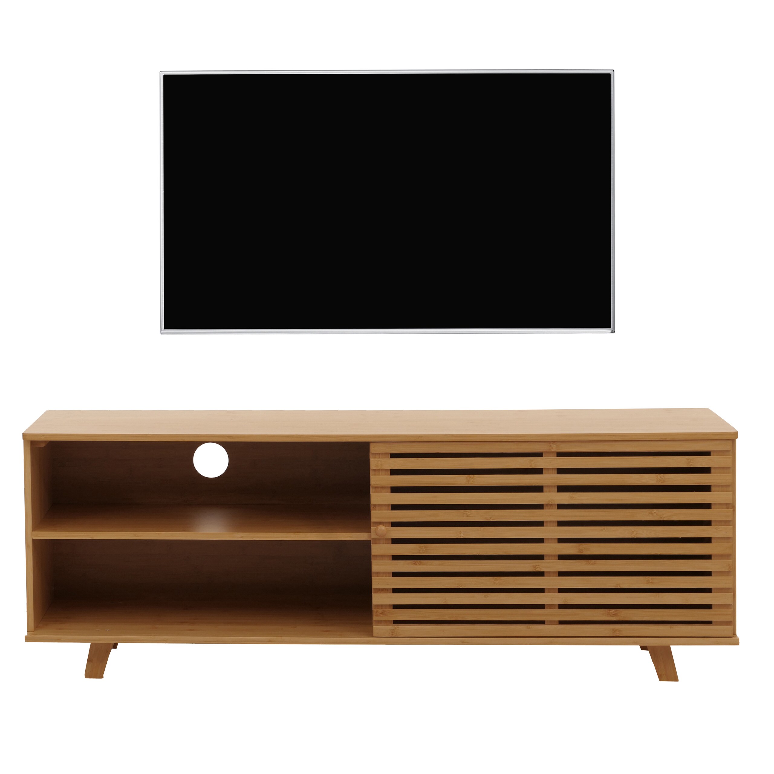 Bambus TV-Rack MCW-N80, Fernsehtisch Lowboard Kommode, Stauf&auml;cher MVG-zertifiziert 50x140x40cm - Bild 1