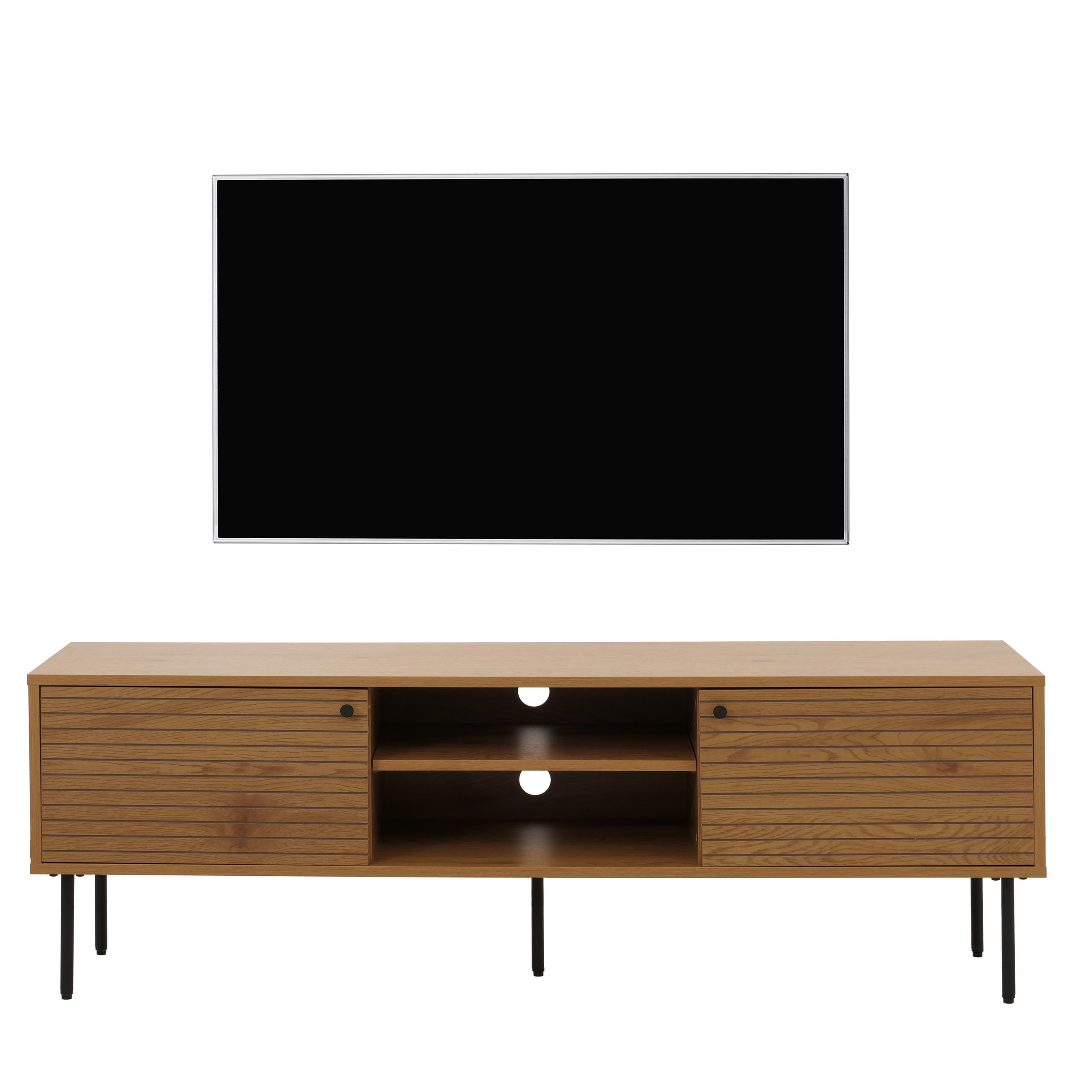 TV-Rack MCW-N78, Lowboard TV-Schrank, skandinavischer Stil Metall Holz Melamin MVG 50x150x40cm ~ natur - Bild 1