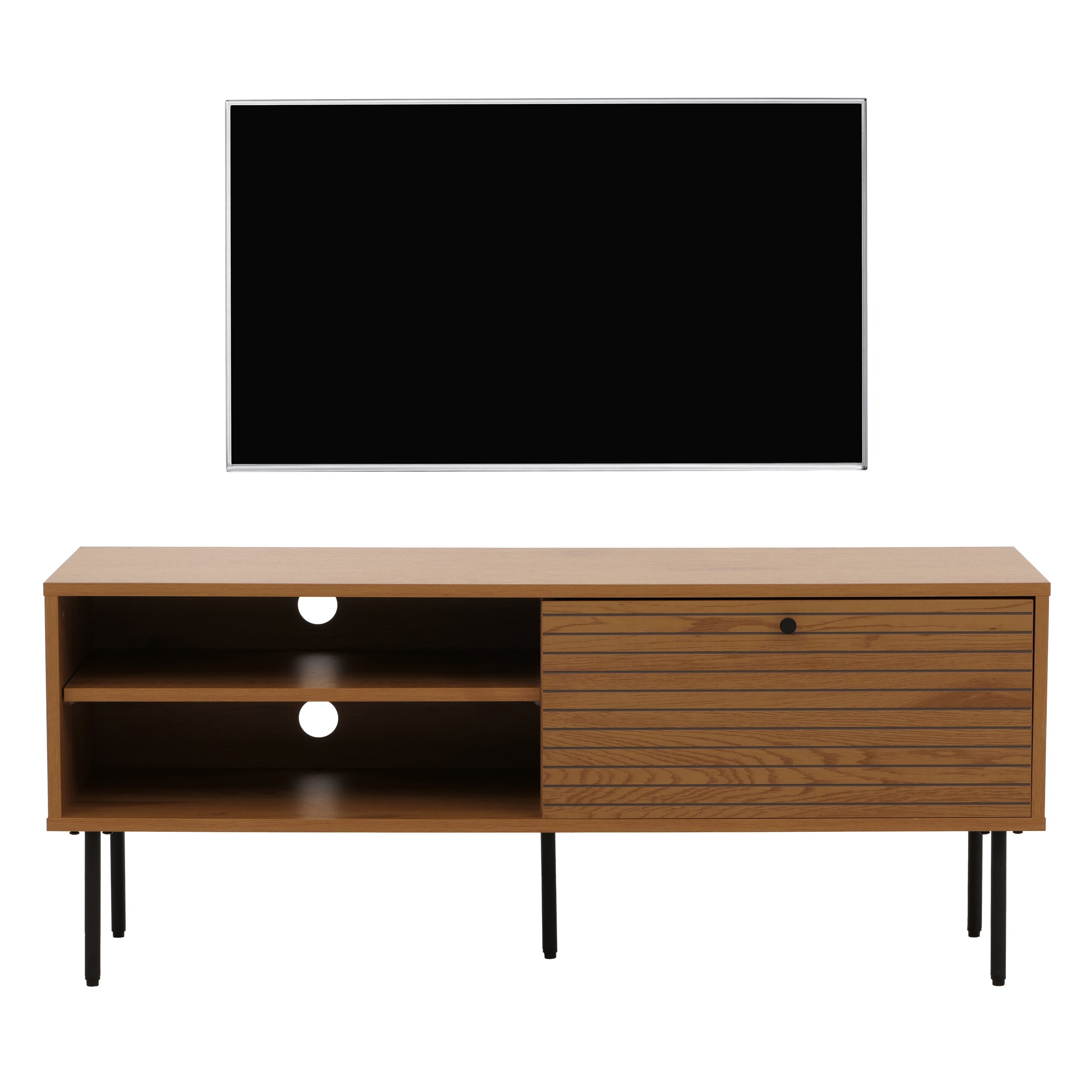 TV-Rack MCW-N78, Lowboard TV-Schrank, skandinavischer Stil Metall Holz Melamin MVG 50x120x40cm ~ natur - Bild 1