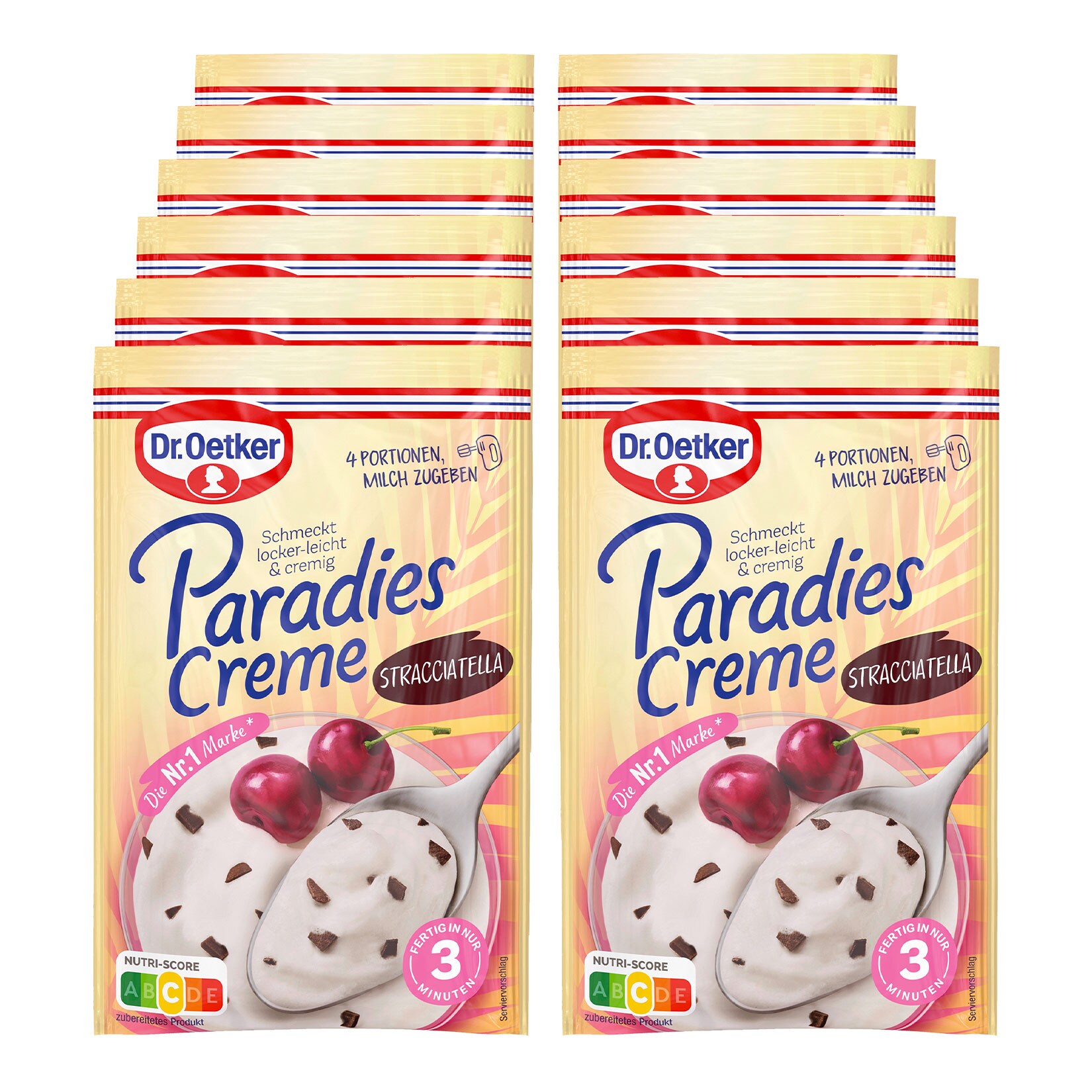 Dr. Oetker Paradiescreme Stracciatella für 300 ml Milch, 12er Pack | 04000521466534
