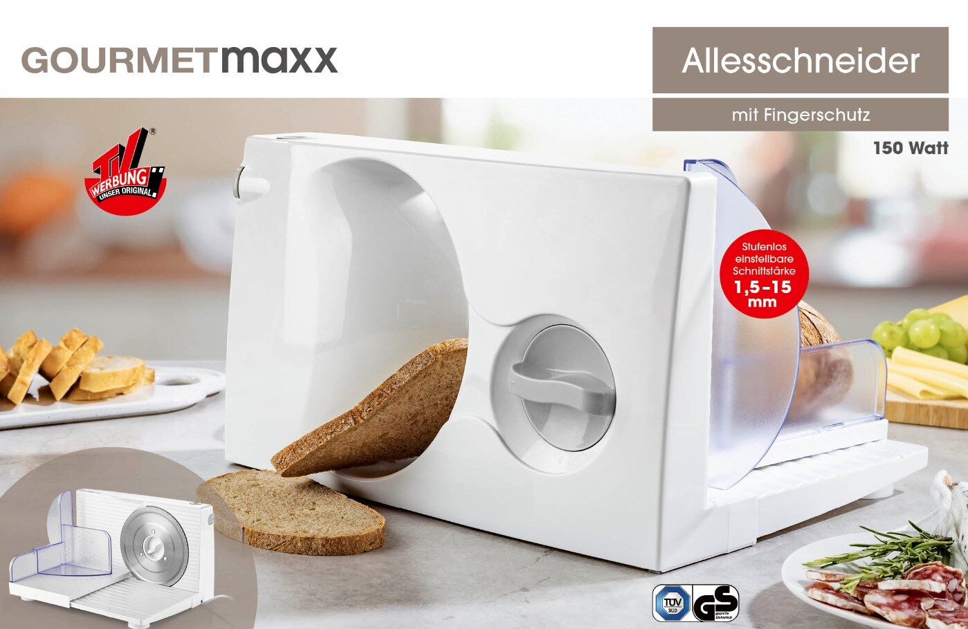 GOURMETmaxx Allesschneider 150W wei&szlig; - Bild 1