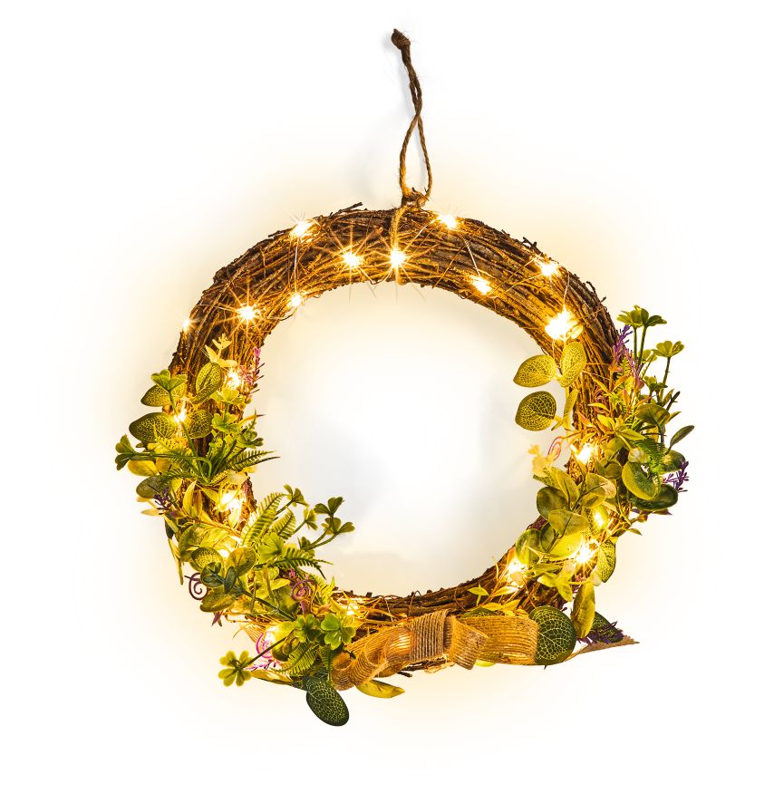 Dekor LED Fr&uuml;hlingskranz - mit Dekoschleife - Bild 1