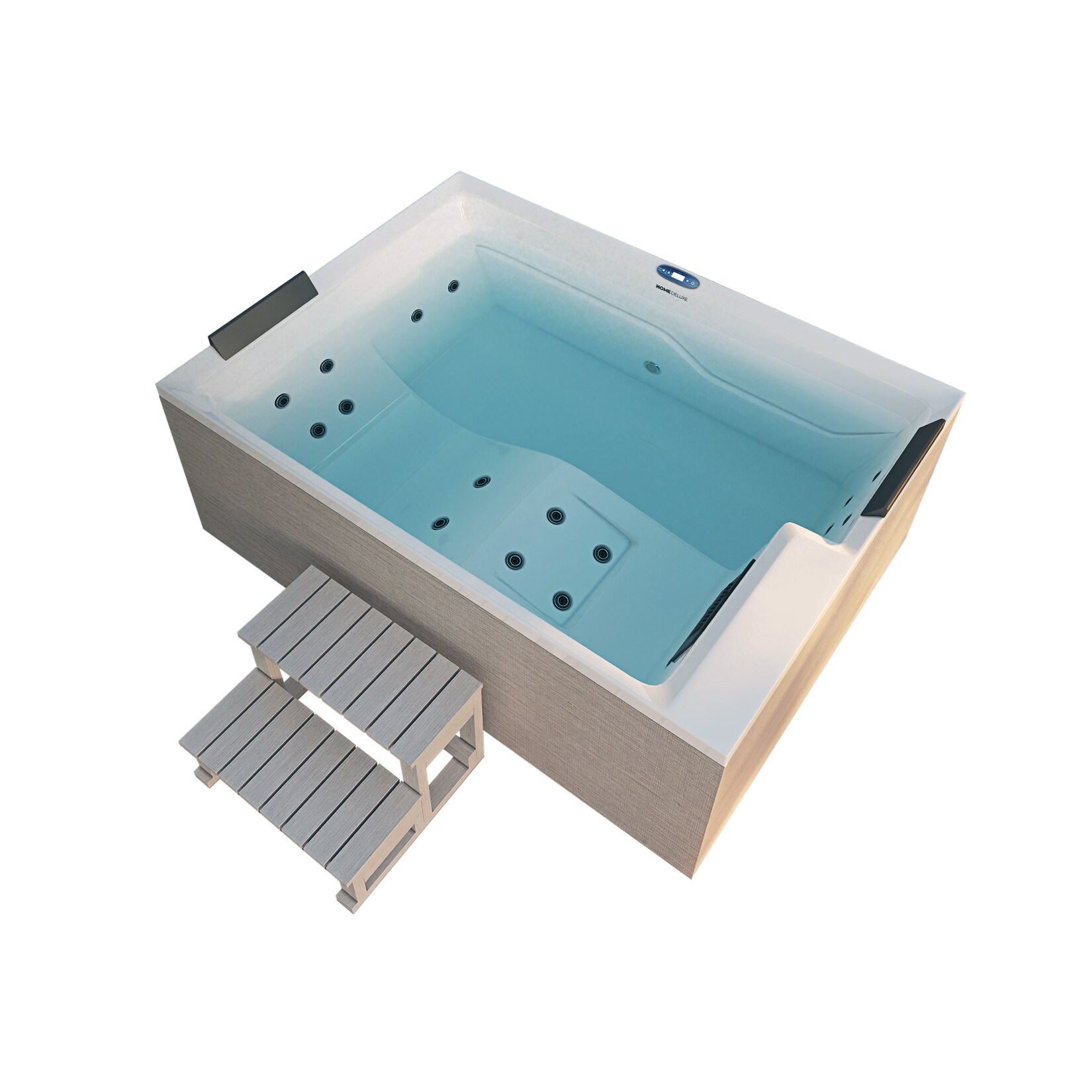 HOME DELUXE Outdoor Whirlpool NIMBUS DELUXE mit Treppe und Thermoabdeckung | 04058166318831