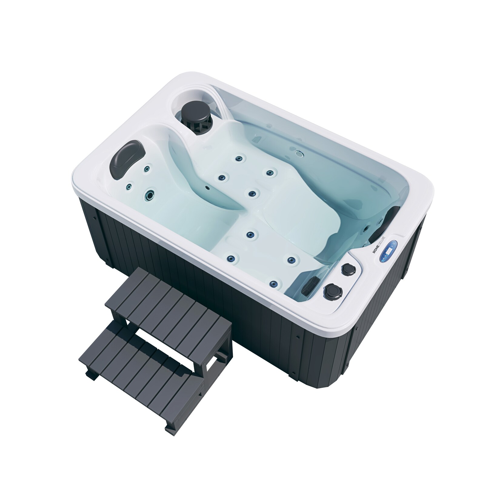 HOME DELUXE Outdoor Whirlpool HORIZON 175 x 115 cm mit Treppe und Thermoabdeckung | 04058166313072