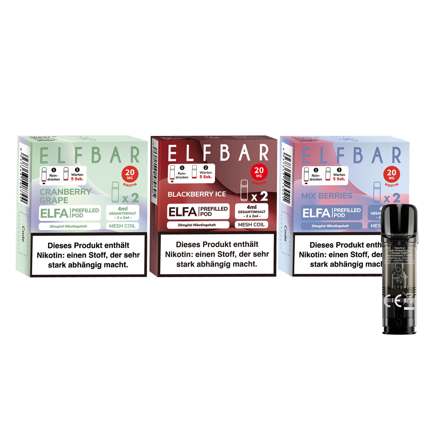 Elf Bar ELFA Prefilled Pod - Probierset Berries Mix je 2 Pods, 3er Pack - Bild 1