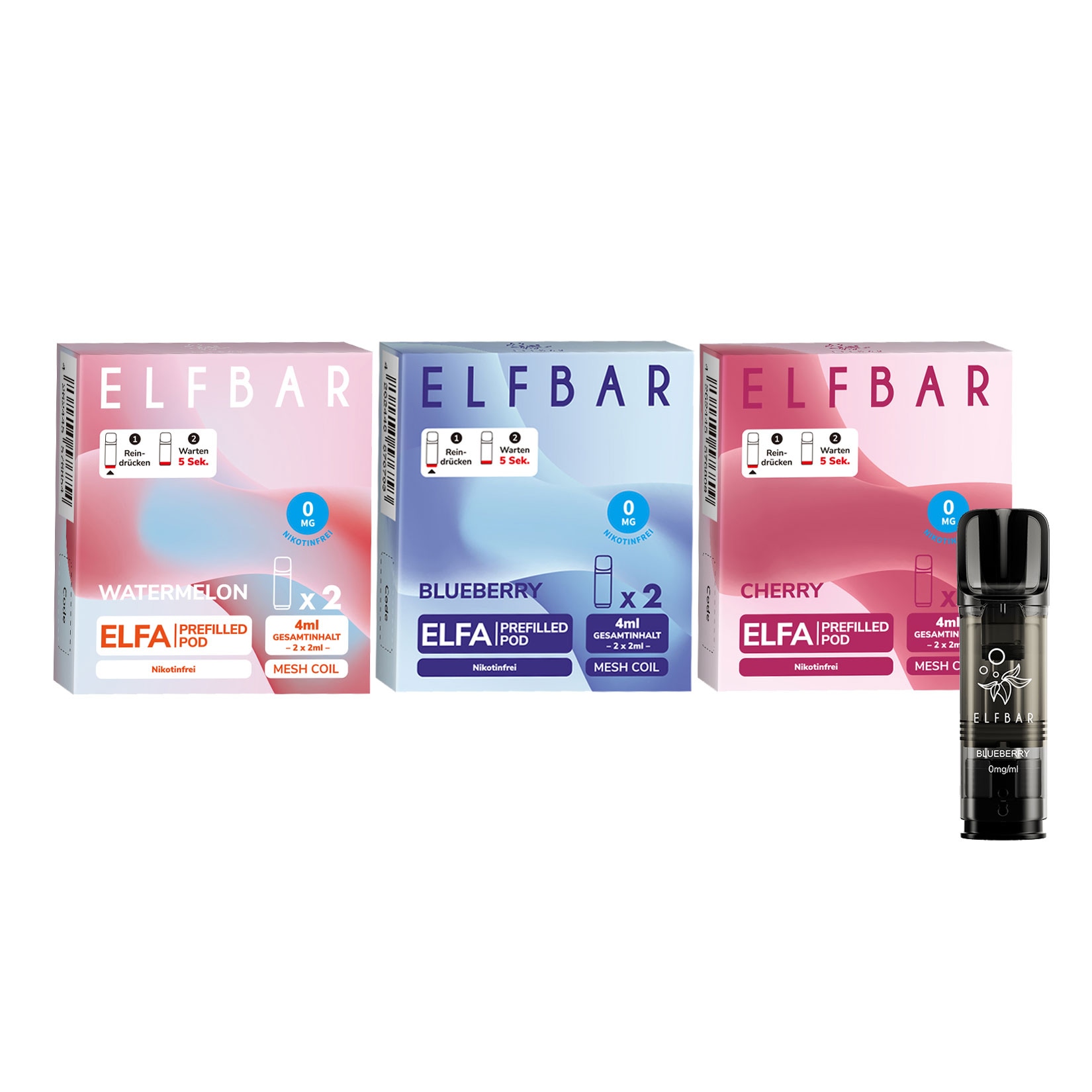 Elf Bar ELFA Prefilled Pod - Probierset Nikotinfrei je 2 Pods, 3er Pack - Bild 1