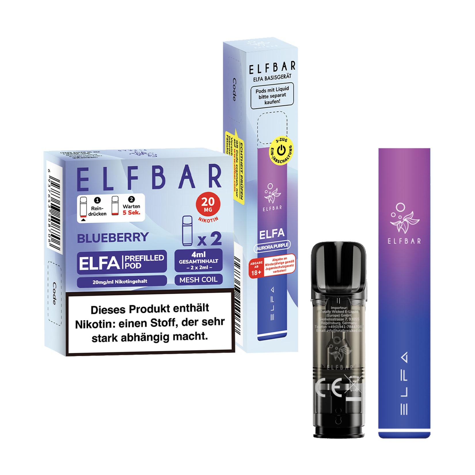 Elf Bar ELFA Starterset Purple Blueberry 2.0% - Bild 1