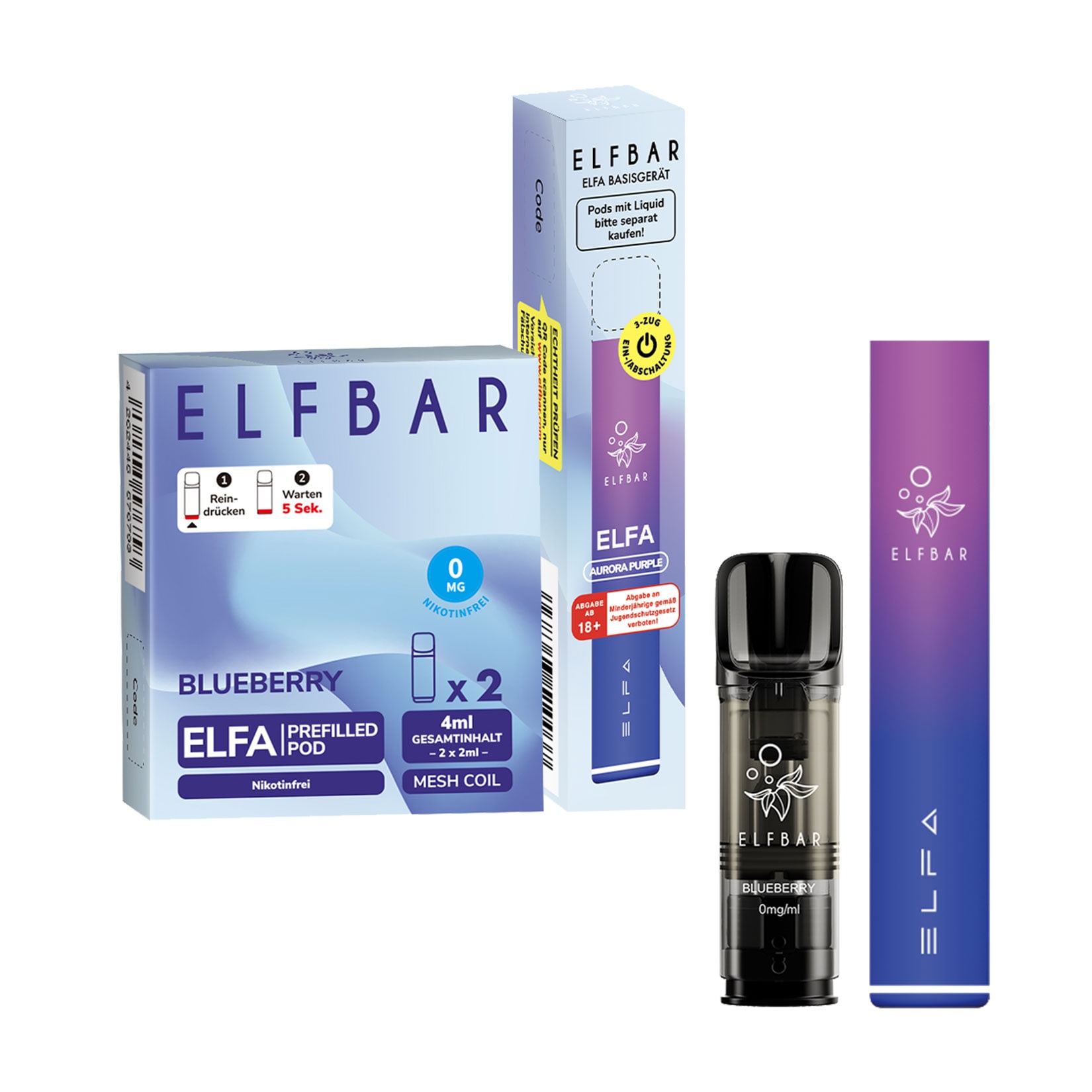 Elf Bar ELFA Starterset Purple Blueberry Nikotinfrei - Bild 1