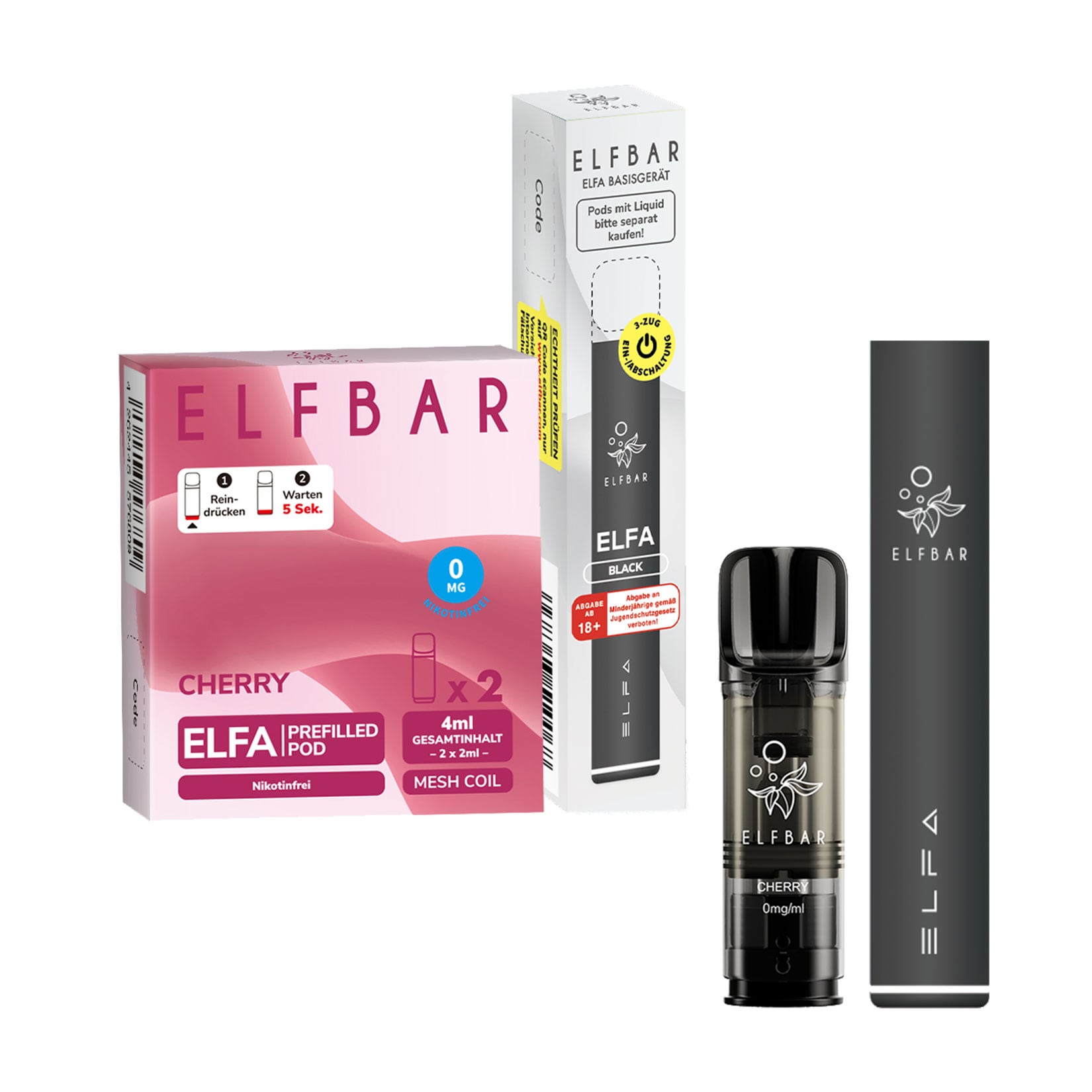 Elf Bar ELFA Black Starterset + Pods Cherry Nikotinfrei - Bild 1