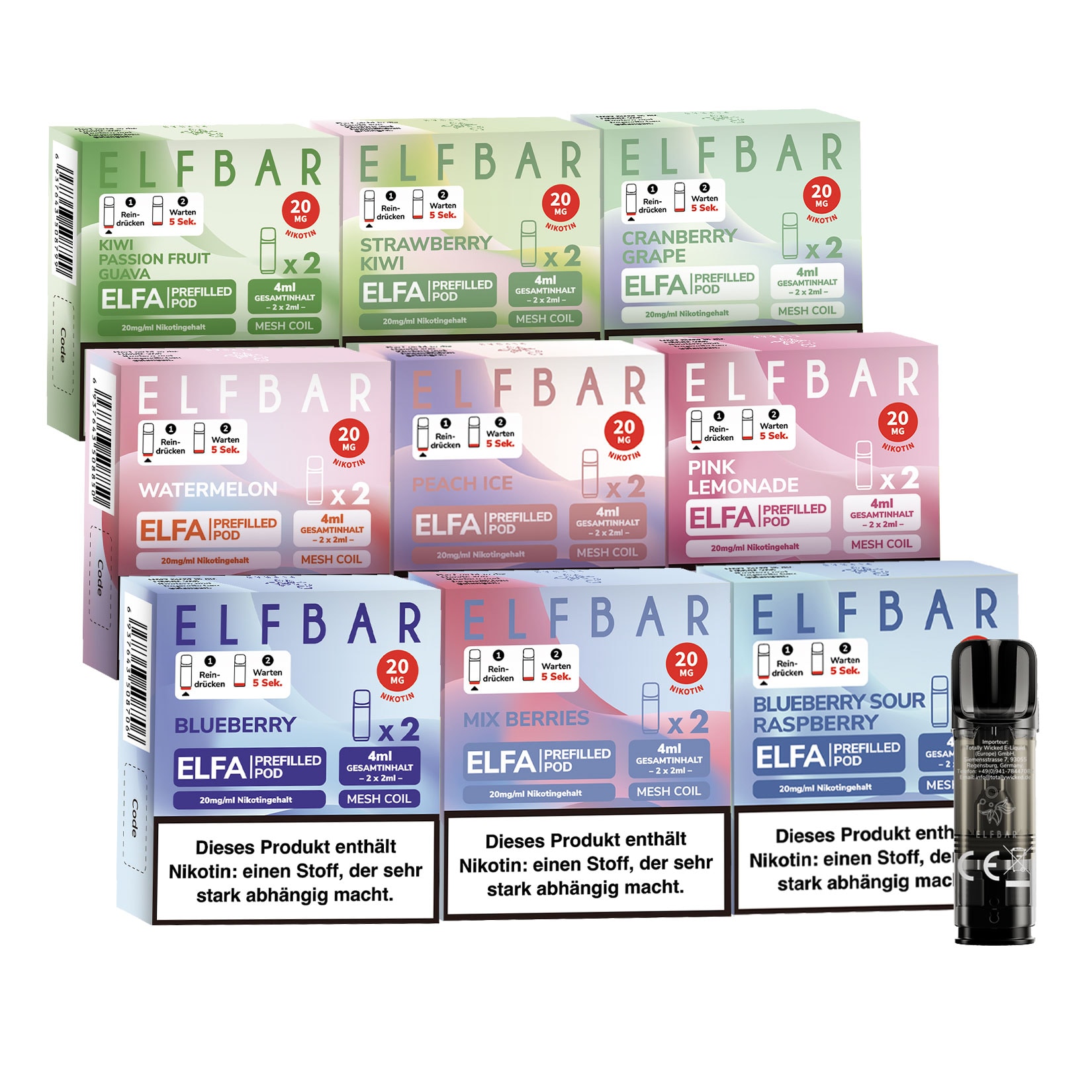 Elf Bar ELFA Prefilled Pod - Mix XXL Set je 2 Pods, 9er Pack - Bild 1