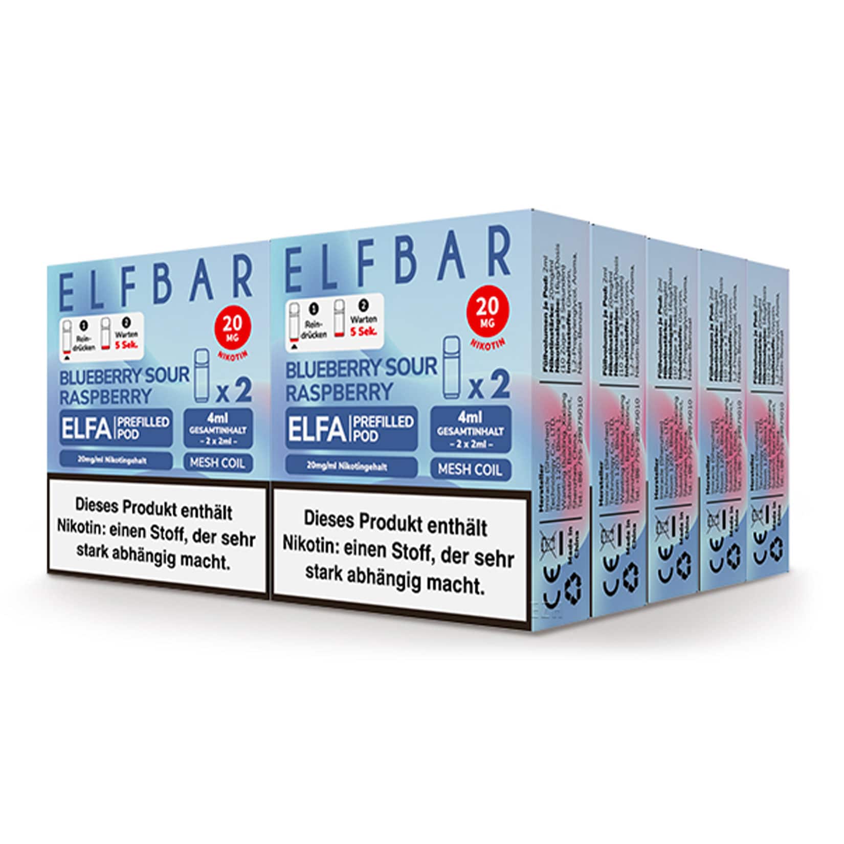 Elf Bar ELFA Prefilled Pod x 2 - Blueberry Sour Raspberry 2.0% , 10er Pack - Bild 1