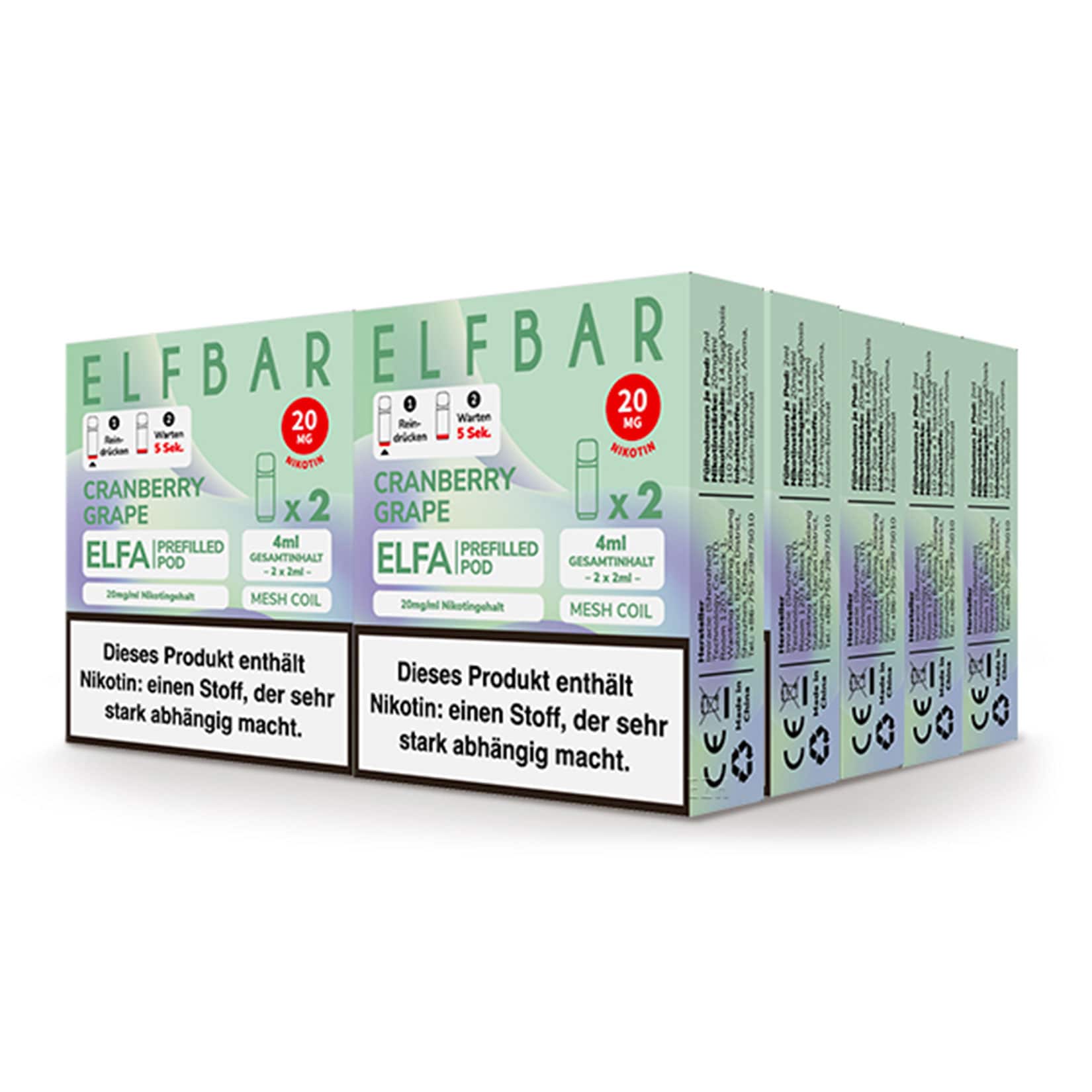 Elf Bar ELFA Prefilled Pod x 2 - Cranberry Grape 2.0% , 10er Pack - Bild 1