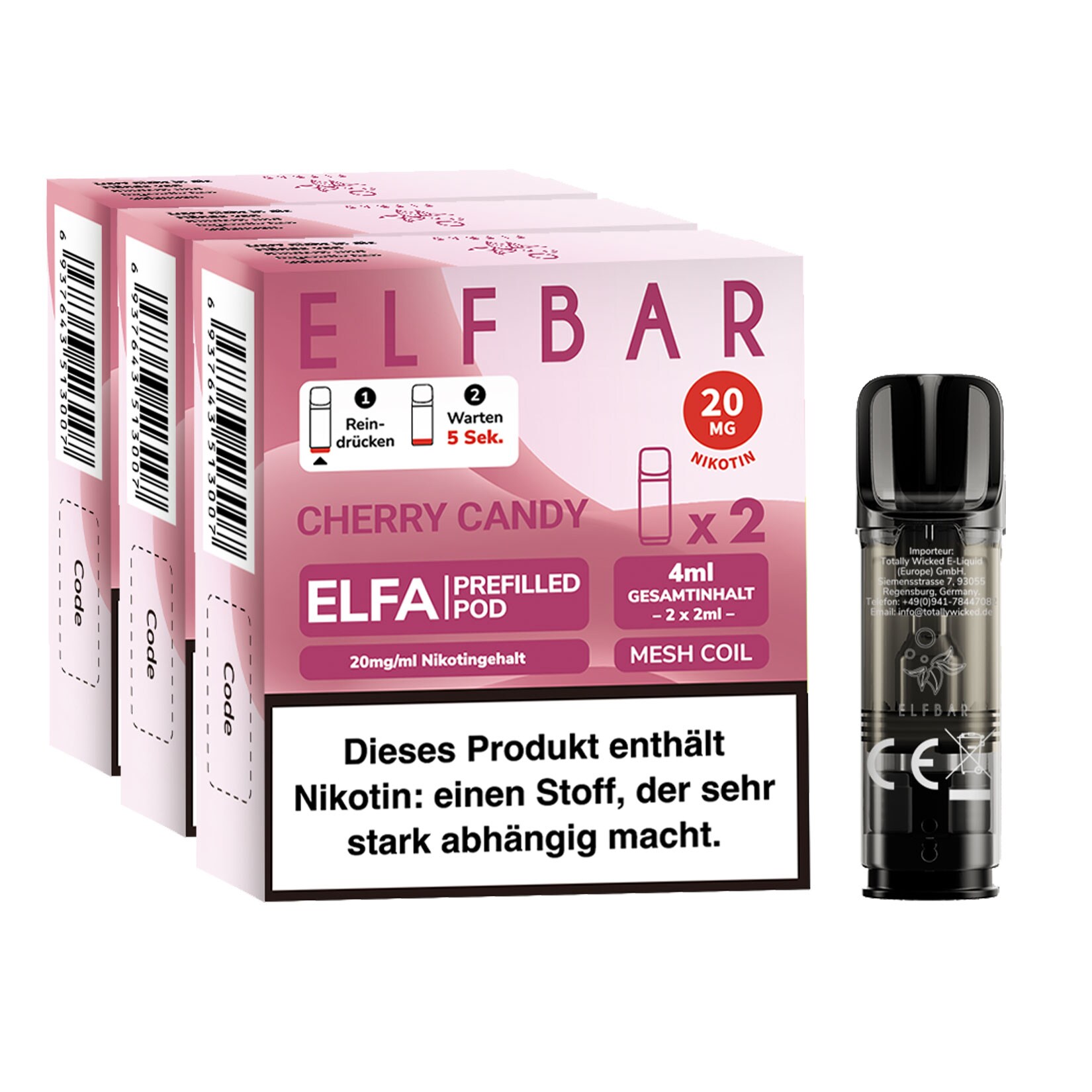 Elf Bar ELFA Prefilled Pod x 2 - Cherry Candy 2.0% , 3er Pack - Bild 1