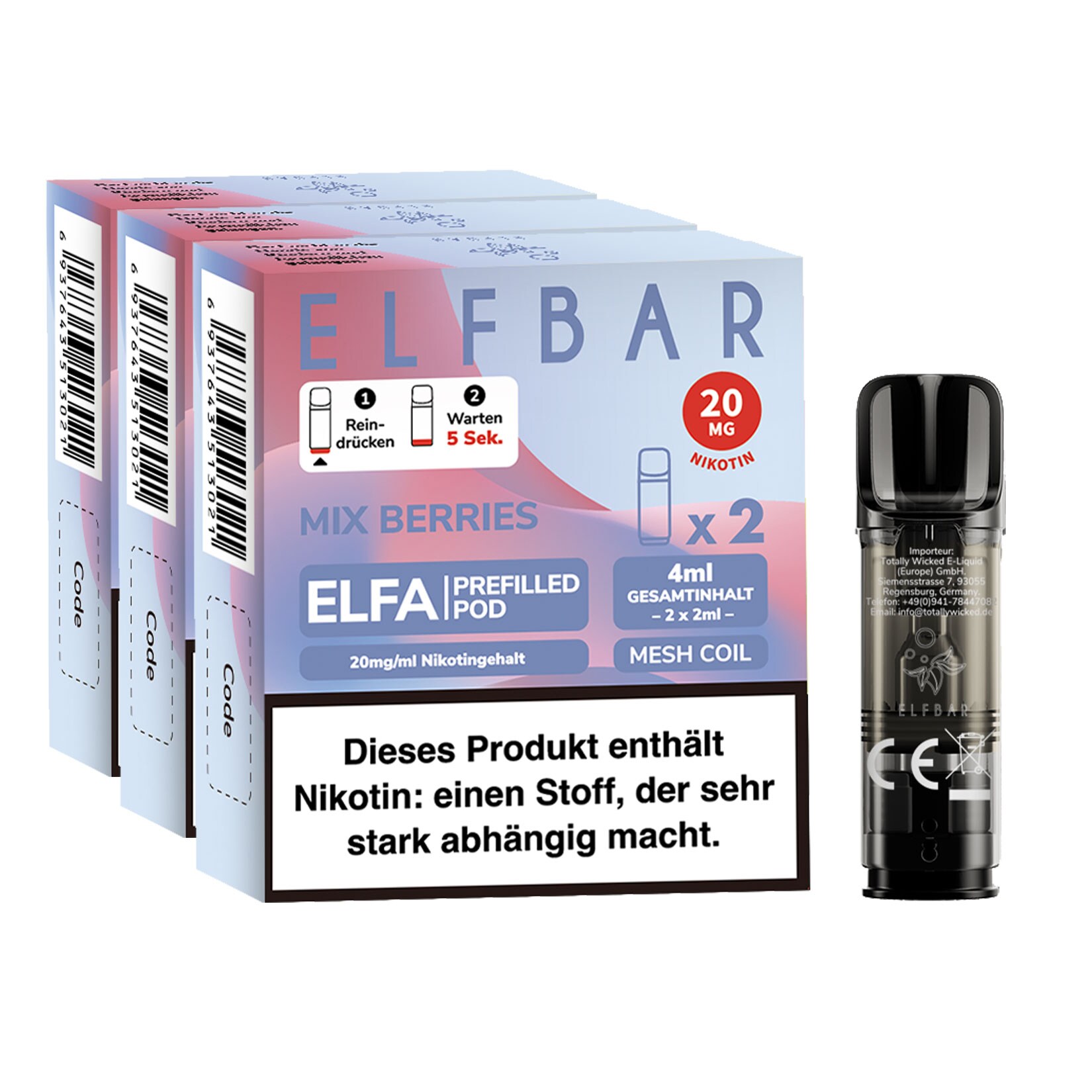 Elf Bar ELFA Prefilled Pod x 2 - Mixed Berries 2.0% , 3er Pack - Bild 1