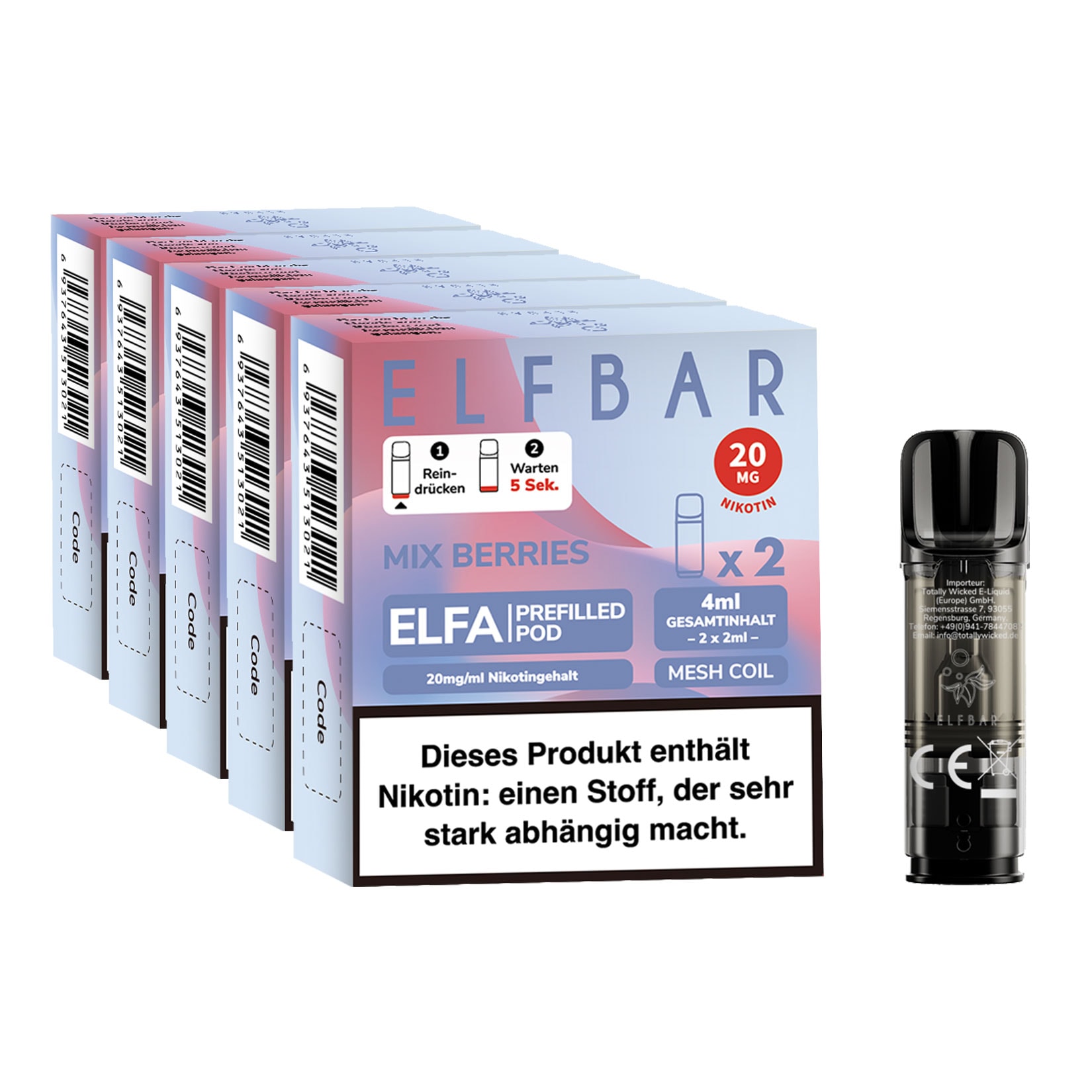 Elf Bar ELFA Prefilled Pod x 2 - Mixed Berries 2.0% , 5er Pack - Bild 1