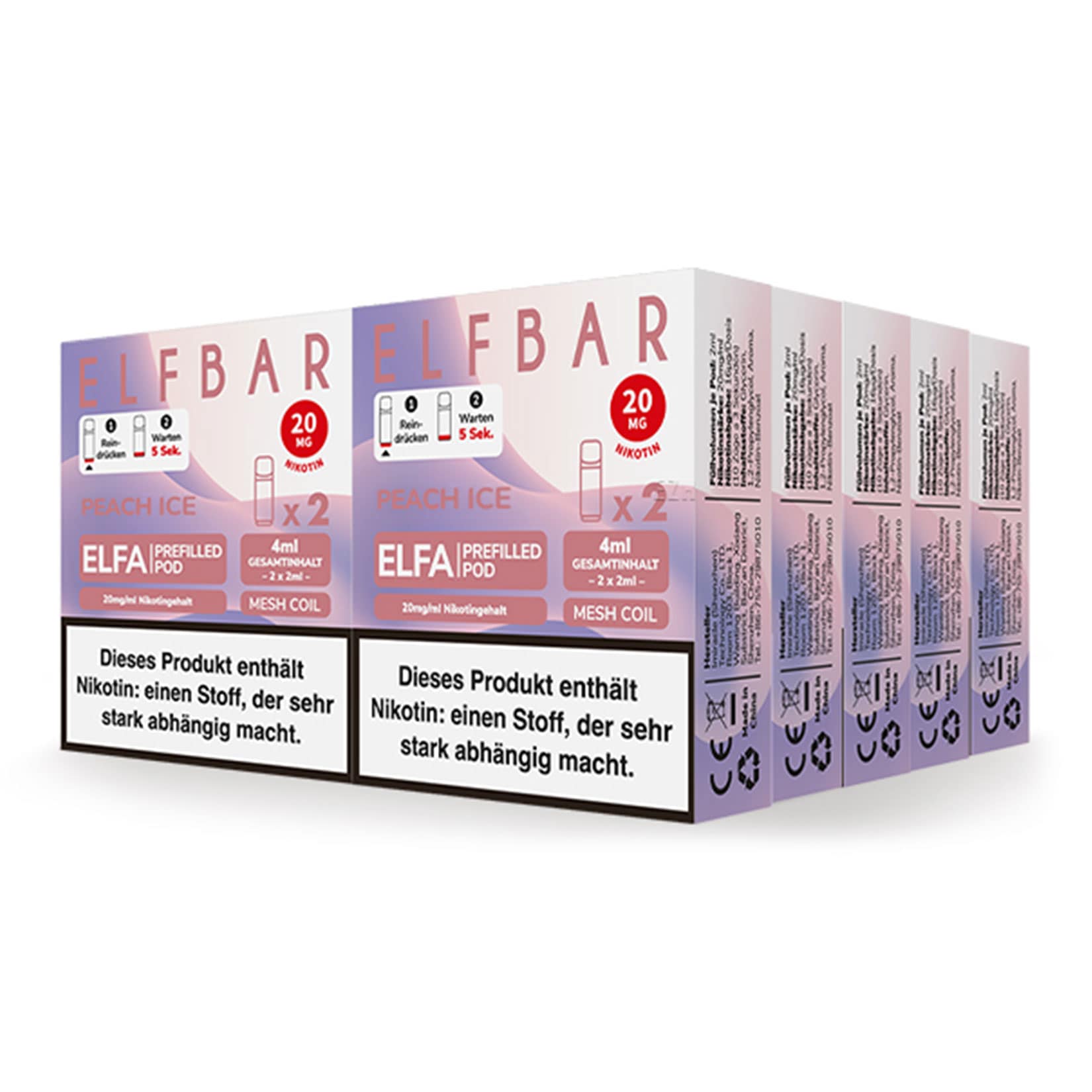 Elf Bar ELFA Prefilled Pod x 2 - Peach Ice 2.0% , 10er Pack