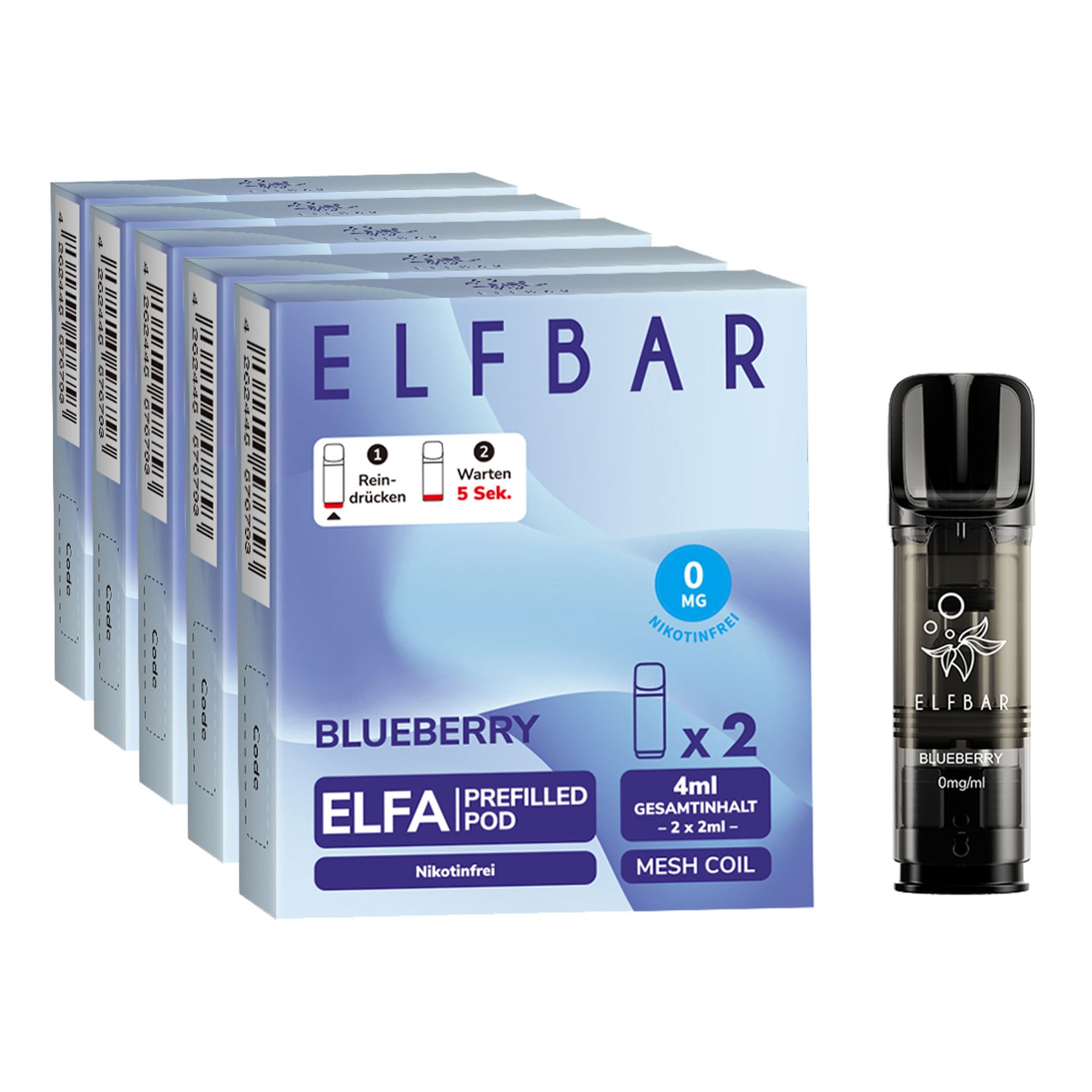 Elf Bar ELFA Prefilled Pod x 2 - Blueberry 0.0% , 5er Pack - Bild 1