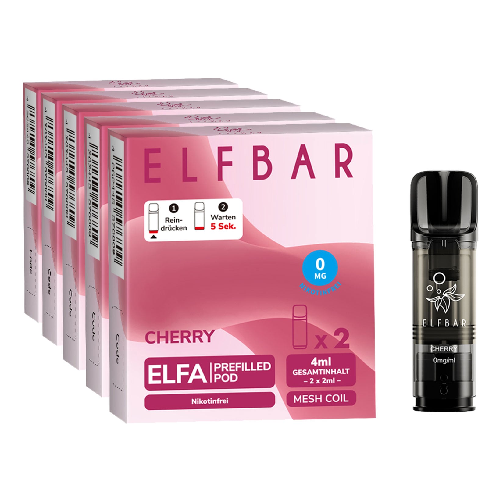 Elf Bar ELFA Prefilled Pod x 2 - Cherry 0.0% , 5er Pack - Bild 1