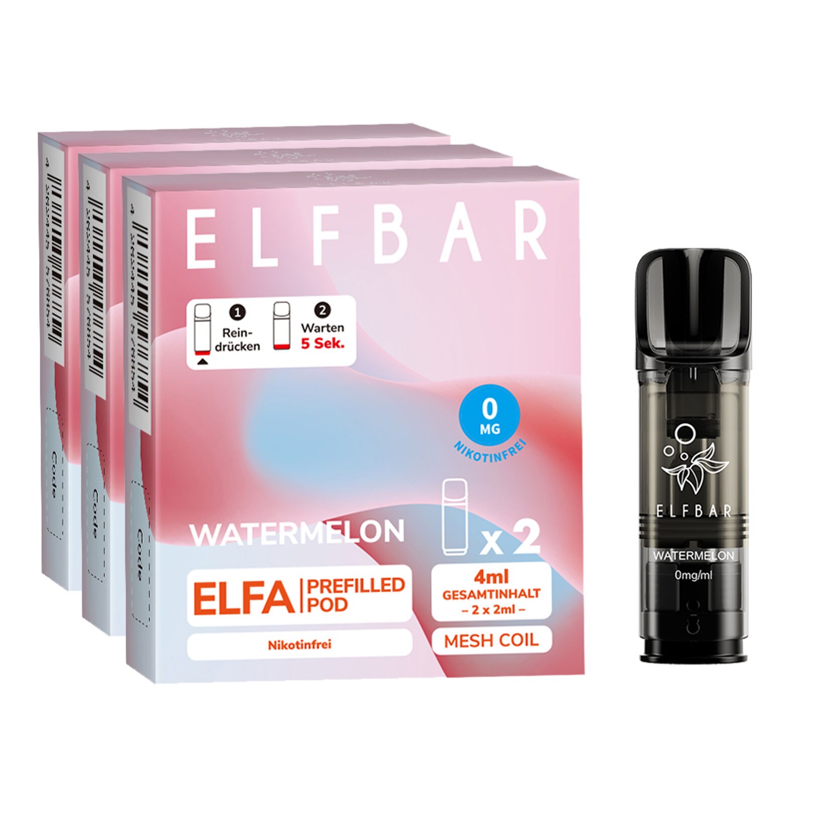 Elf Bar ELFA Prefilled Pod x 2 - Watermelon 0.0% , 3er Pack - Bild 1