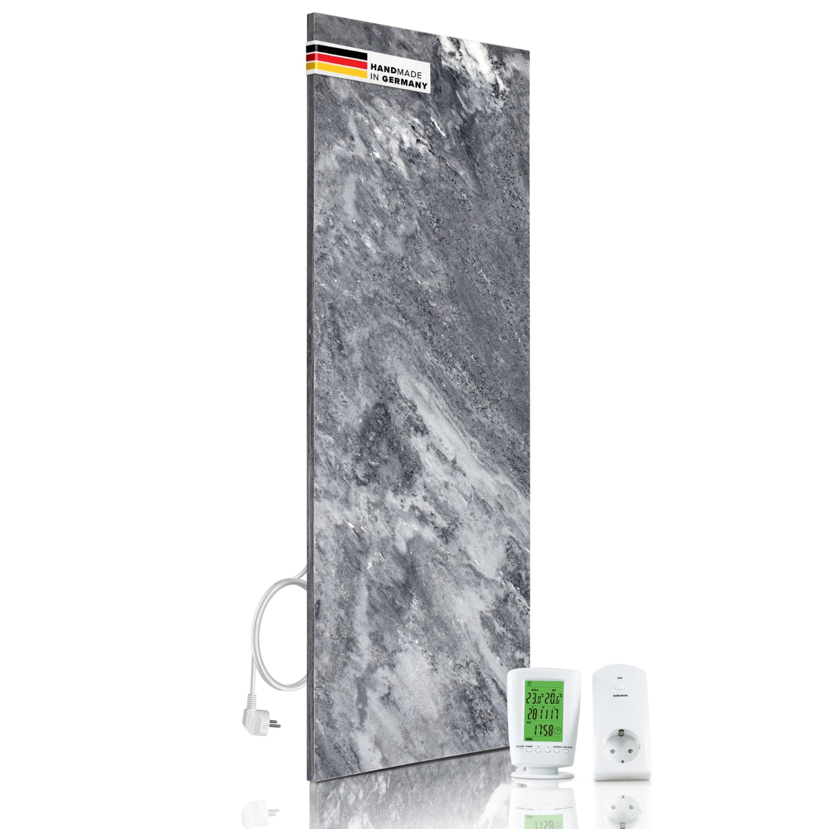 Marwona Naturstein Infrarotheizung 800 Watt inkl. Digitalthermostat I Energiesparende Infrarot Wandheizung I 5 Jahre Garantie I Made in Germany I Shadow Grey - Bild 1