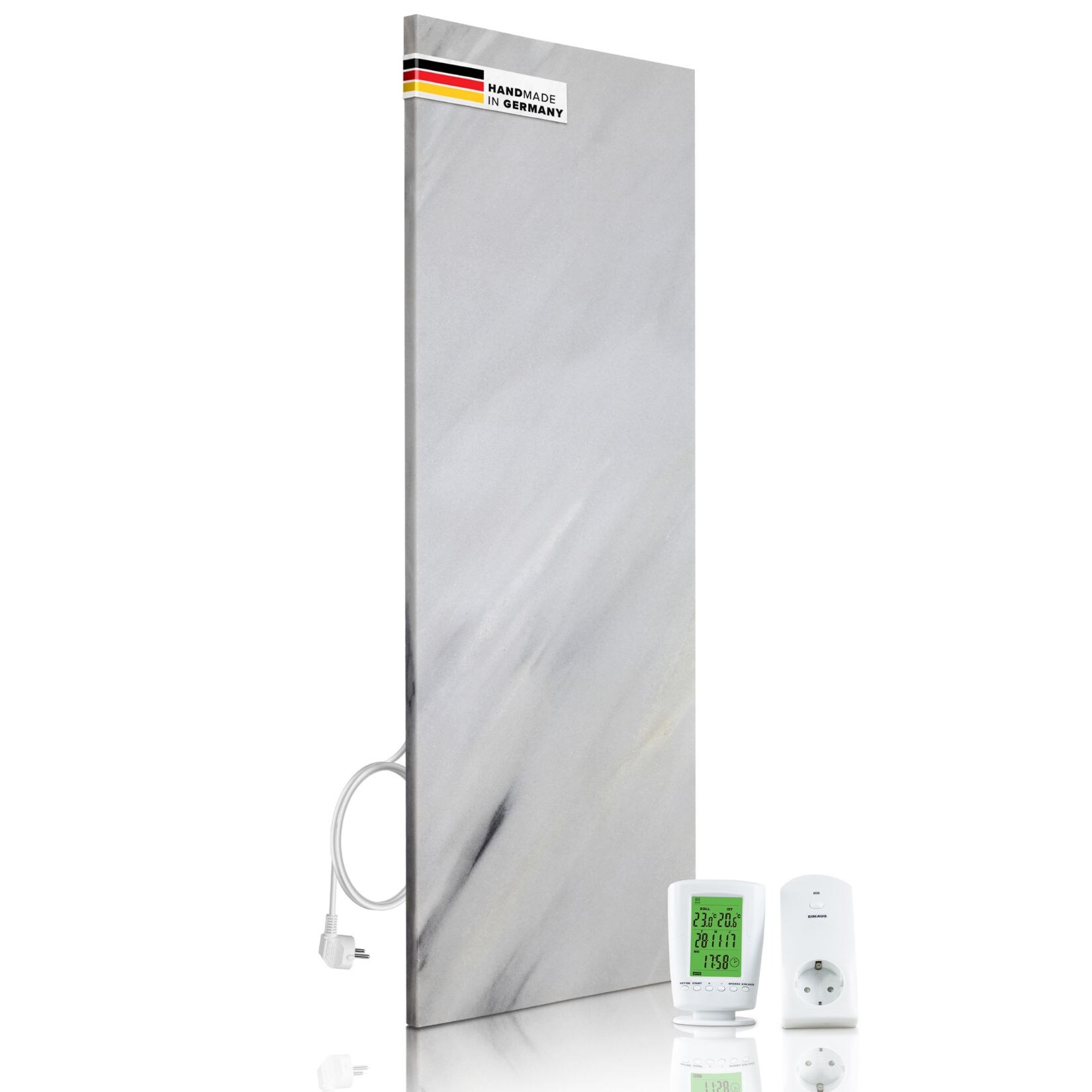 Marwona Naturstein Infrarotheizung 800 Watt inkl. Digitalthermostat I Energiesparende Infrarot Wandheizung I 5 Jahre Garantie I Made in Germany I Bianco | 04262484820017