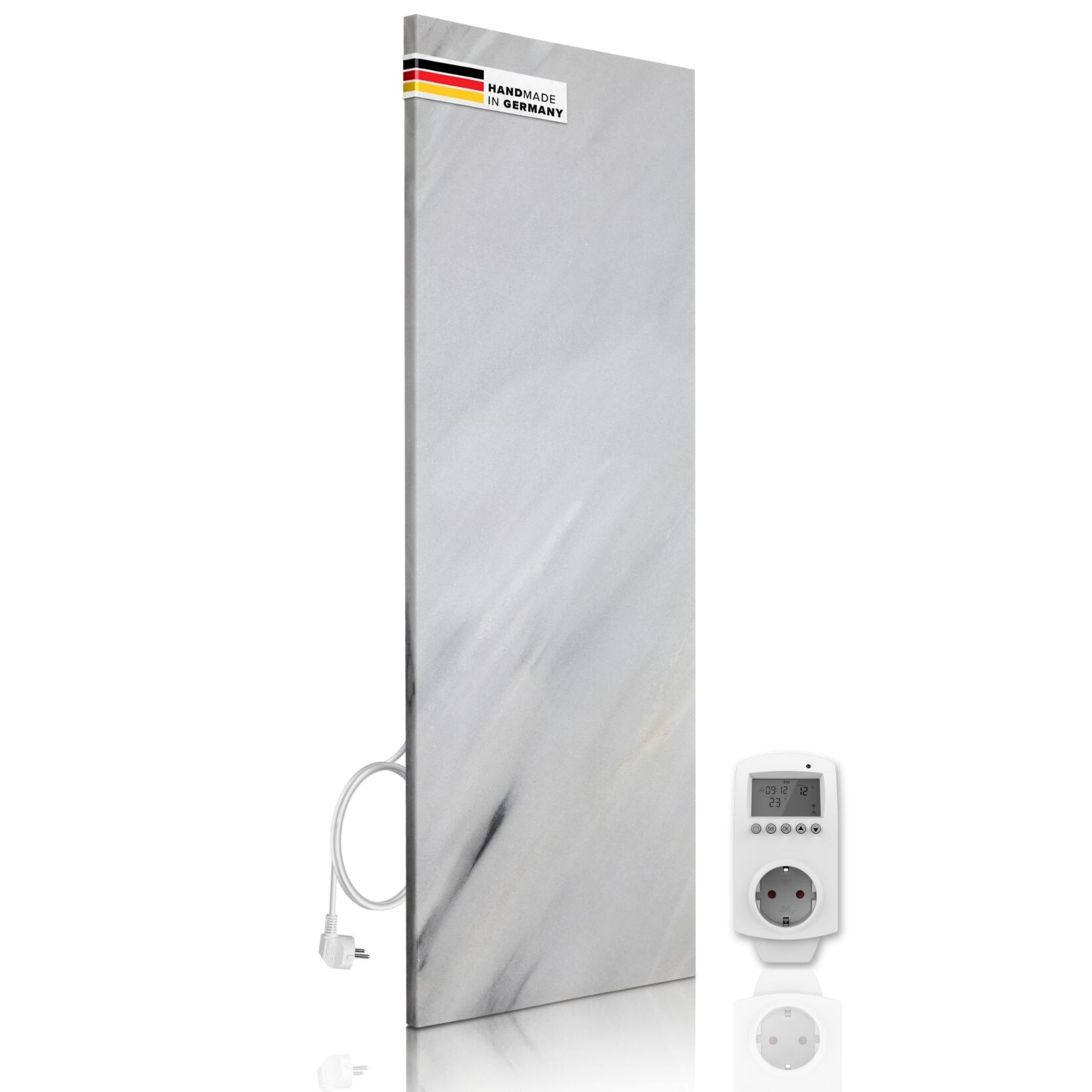 Marwona Naturstein Infrarotheizung 800 Watt mit WIFI Smart Home Thermostat I Energiesparende Infrarot Wandheizung I 5 Jahre Garantie I Made in Germany I Bianco | 04262484820505