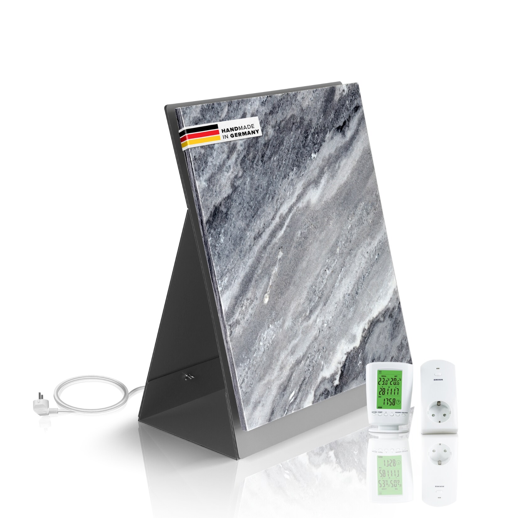 Marwona Naturstein Infrarotheizung 500 Watt  mit Standfu&szlig; und Funkthermostat  I 5 Jahre Garantie I Made in Germany I Qarama - Bild 1