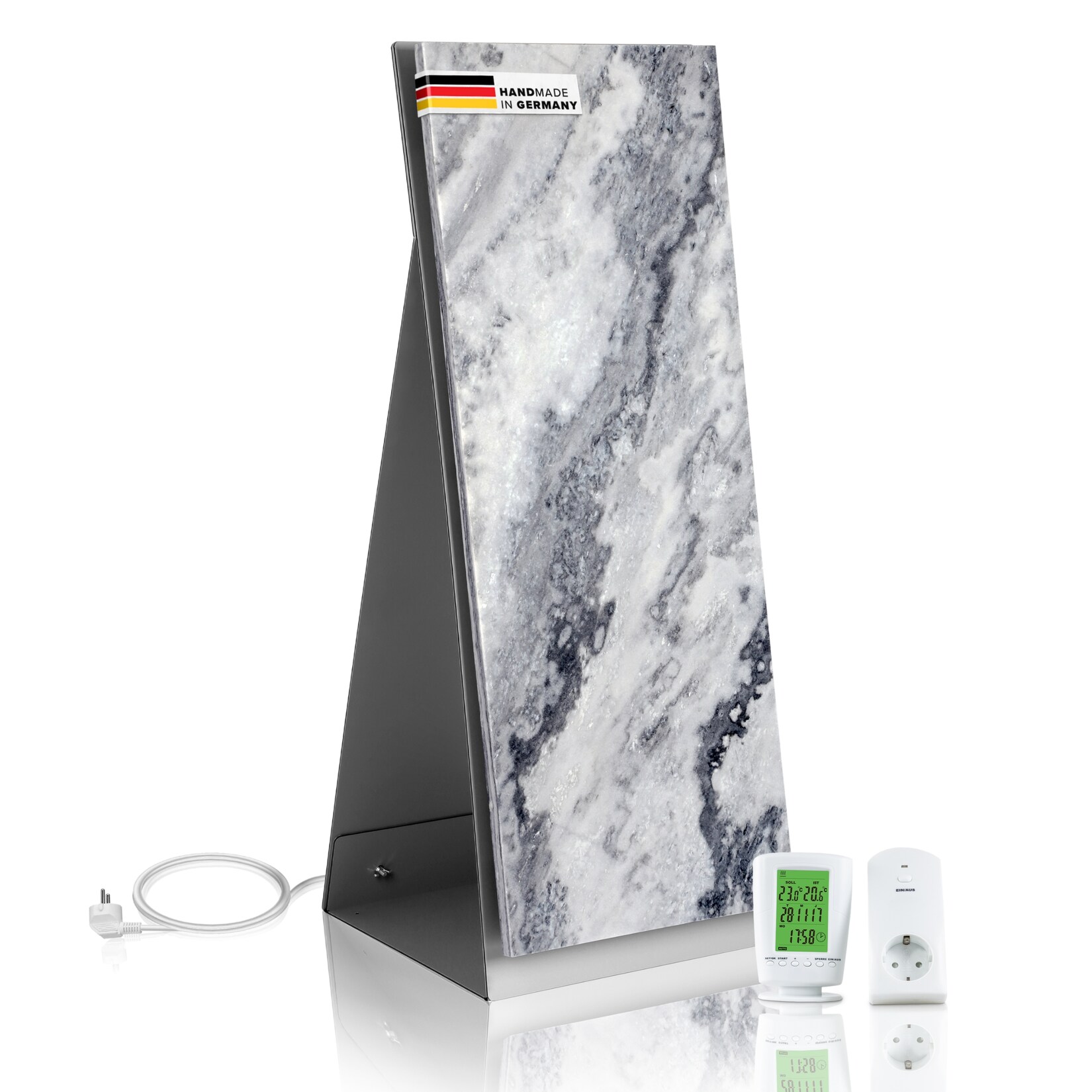 Marwona Marmor Infrarotheizung 800 Watt mit Standfuß und Funkthermostat  I 5 Jahre Garantie I Made in Germany I Lymonit | 04262484820383