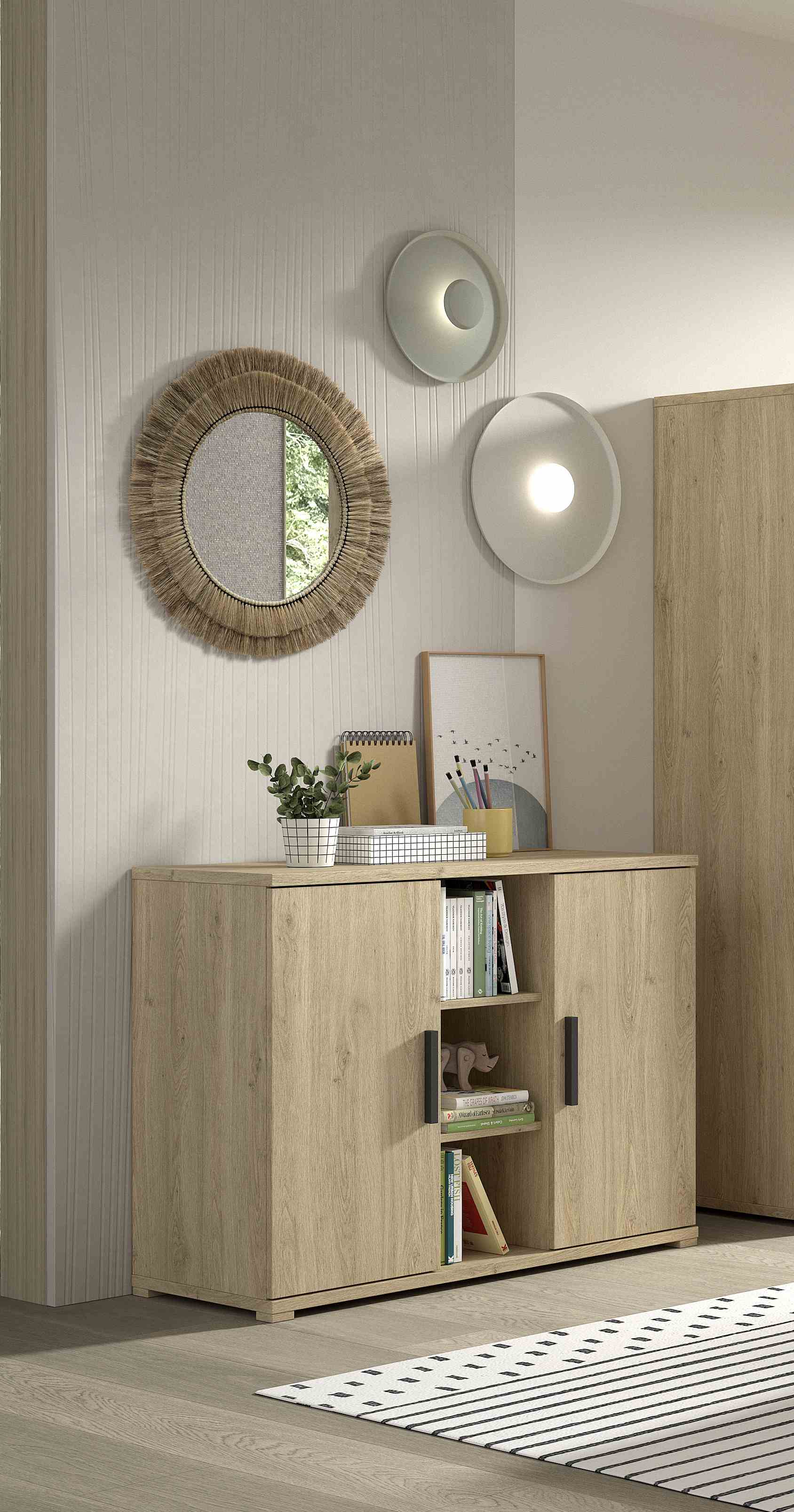 SAM Kommode mit 2 T&uuml;ren u. Regal, Ausf. Eiche Melamin Dekor - Bild 1