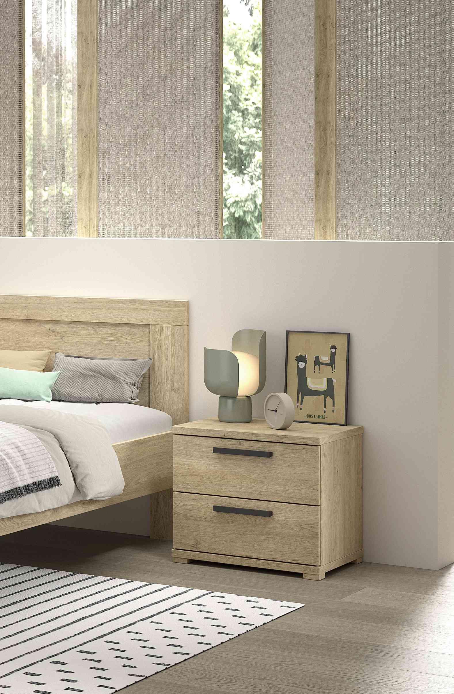 SAM Nachtkonsole mit 2 Schubladen, Ausf. Eiche Melamin Dekor - Bild 1