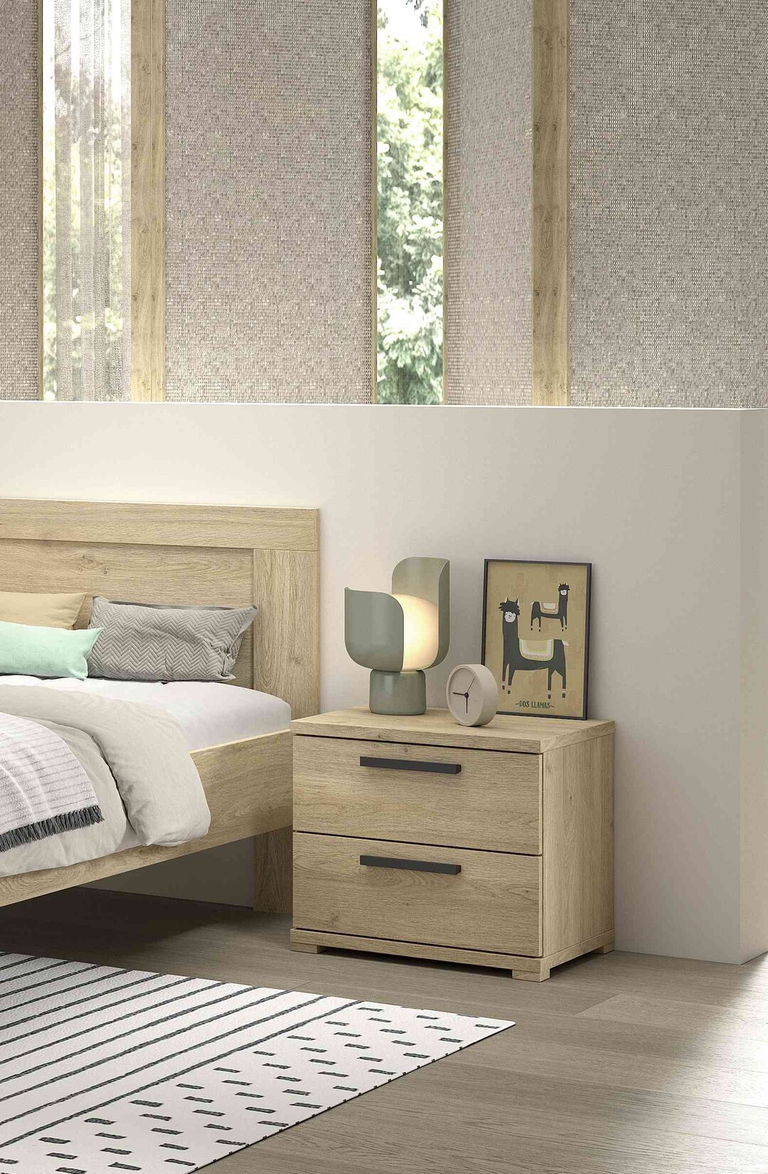 SAM Nachtkonsole mit 2 Schubladen, Ausf. Eiche Melamin Dekor | 05420070244145