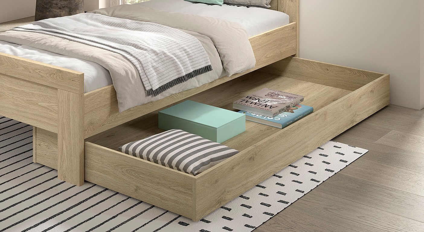 SAM Bettschublade auf Rollen 90×190 cm, Ausf. Eiche Melamin Dekor | 05420070244138