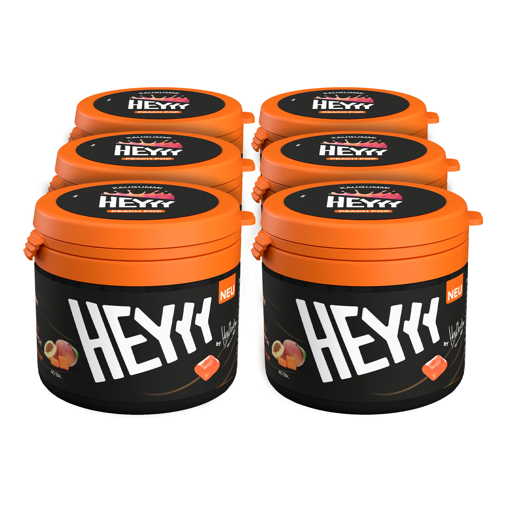 HEYYY Gum Peach Pop 68 g, 6er Pack - Bild 1