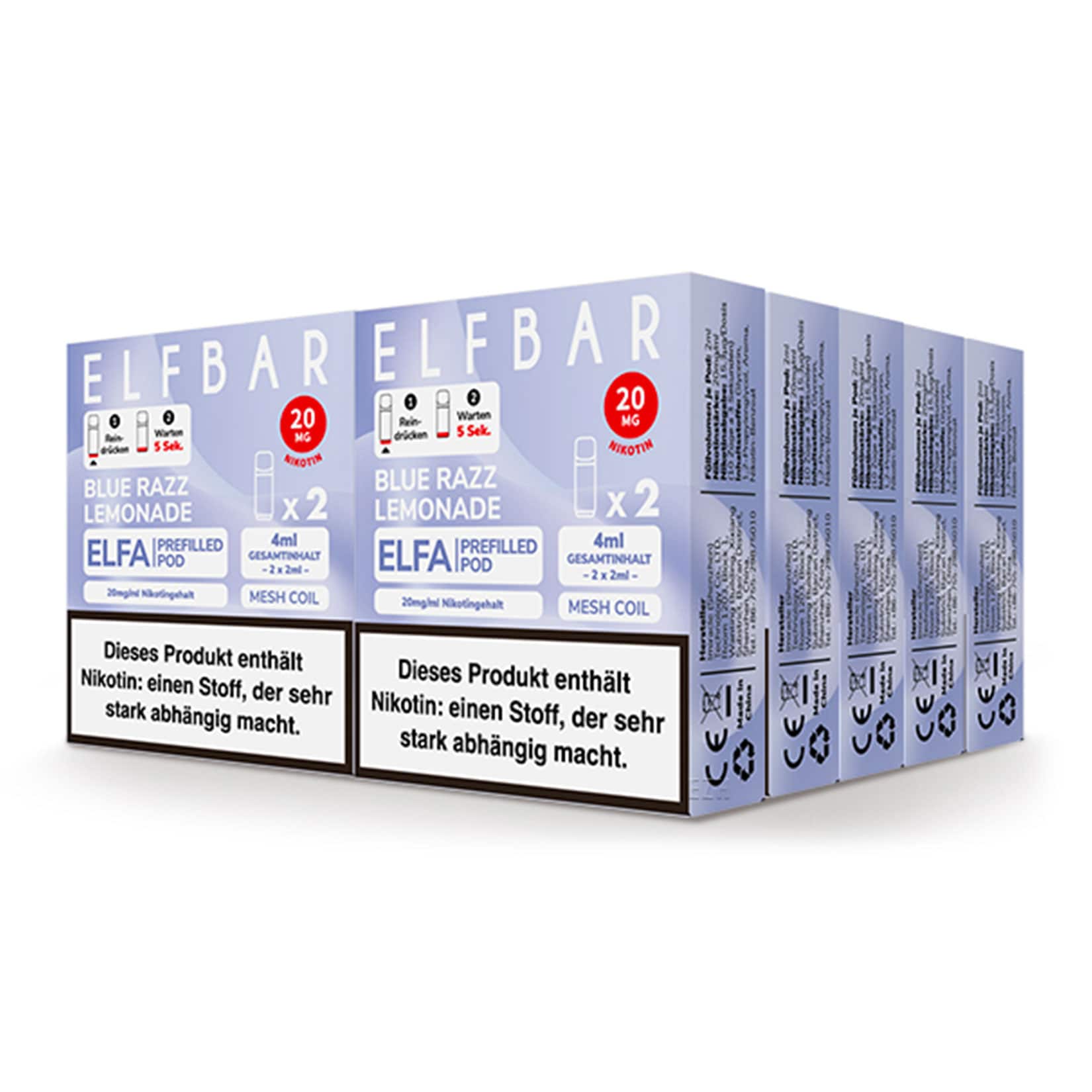 Elf Bar ELFA Prefilled Pod x 2 - Blue Razz Lemonade 2.0% , 10er Pack - Bild 1