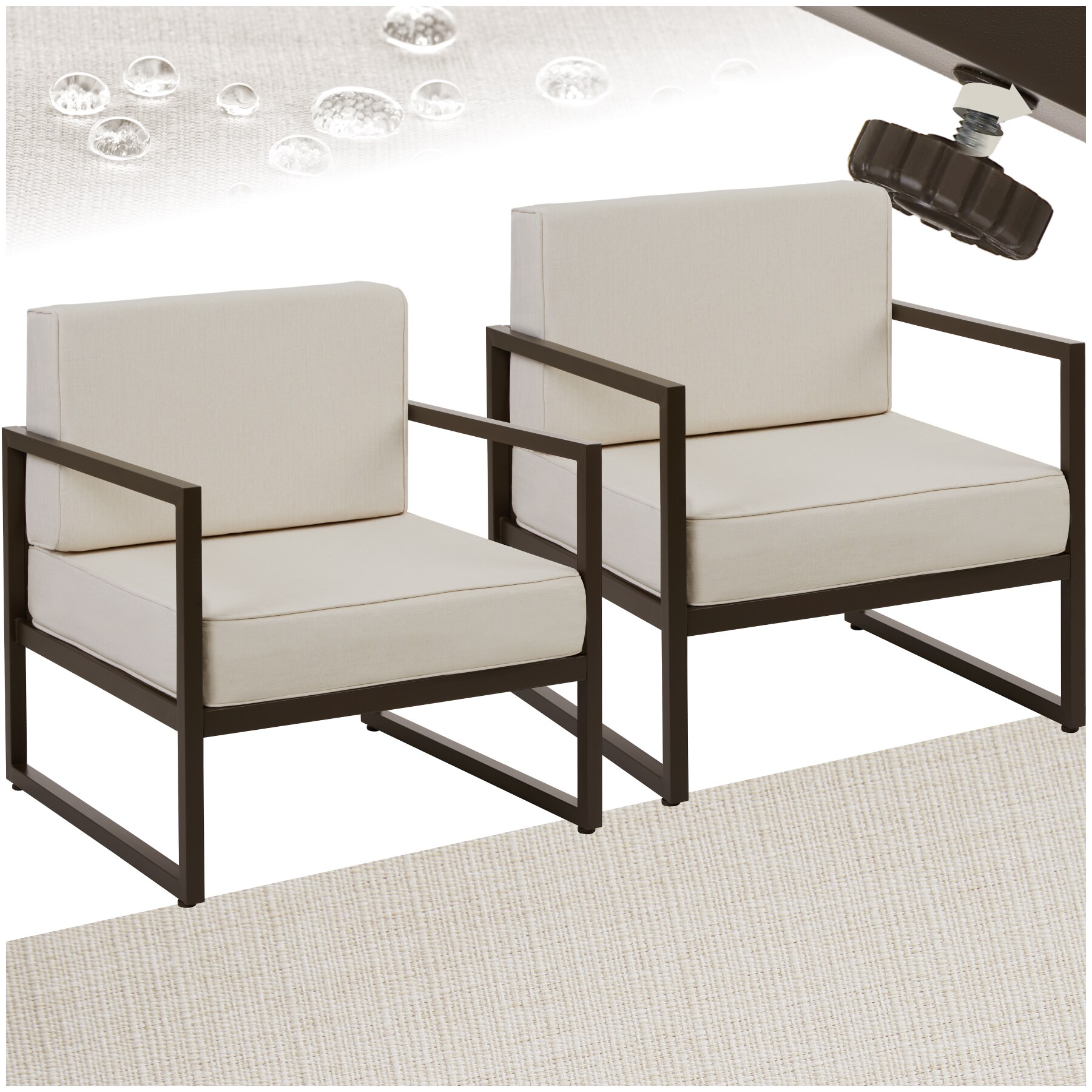 tectake&reg; Garten-Loungesessel, Dicke des Sitzpolsters 14 cm, pulverbeschichtetes Stahlgestell, 74 x 78 x 85 cm - Bild 1