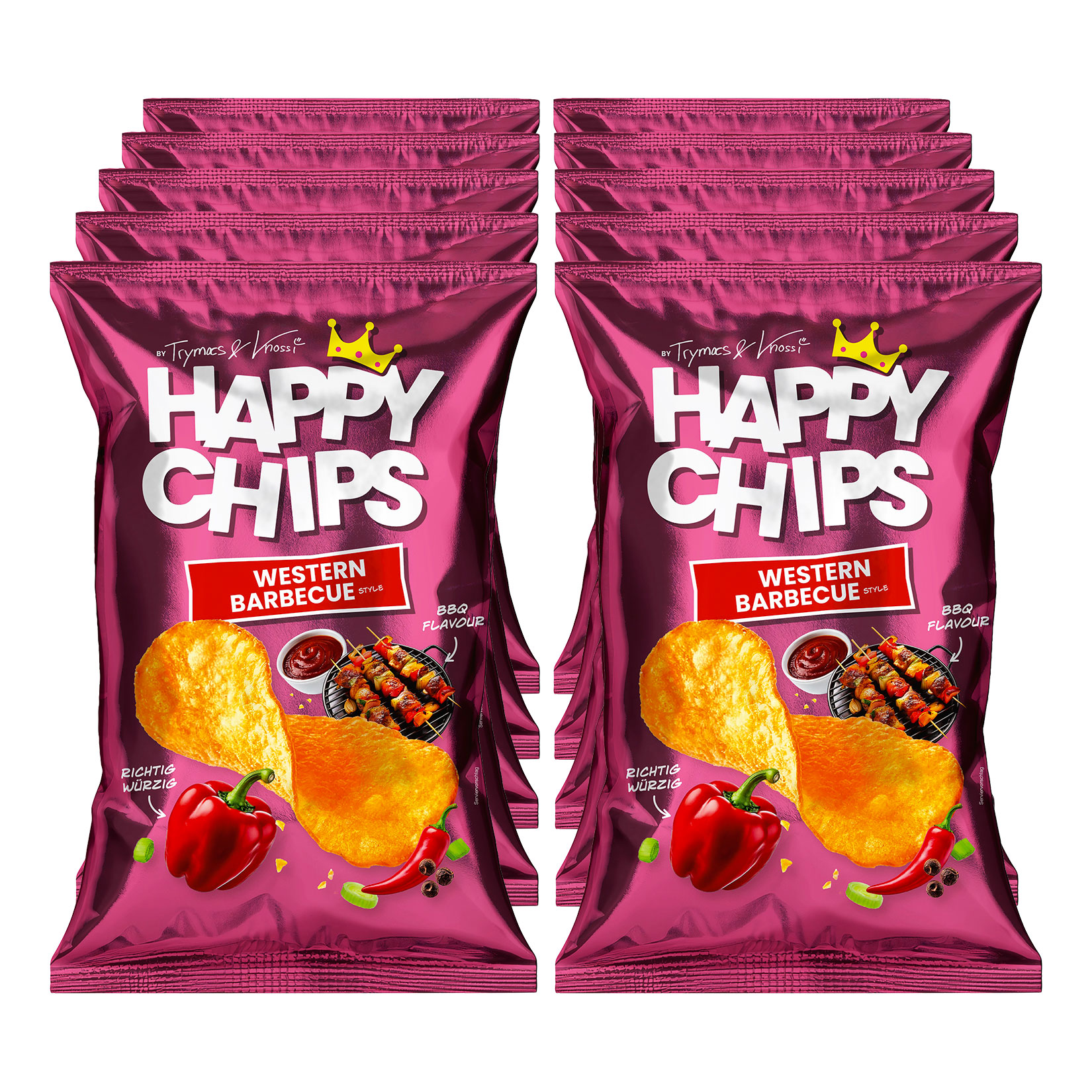 Happy Chips Western Barbecue 150 g, 10er Pack - Bild 1