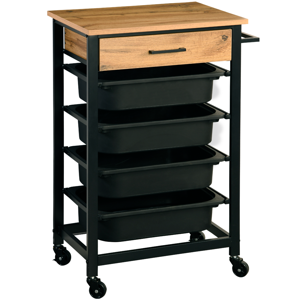 K&uuml;chenwagen, mit 4 Kunststoffbeh&auml;ltern - Bild 1