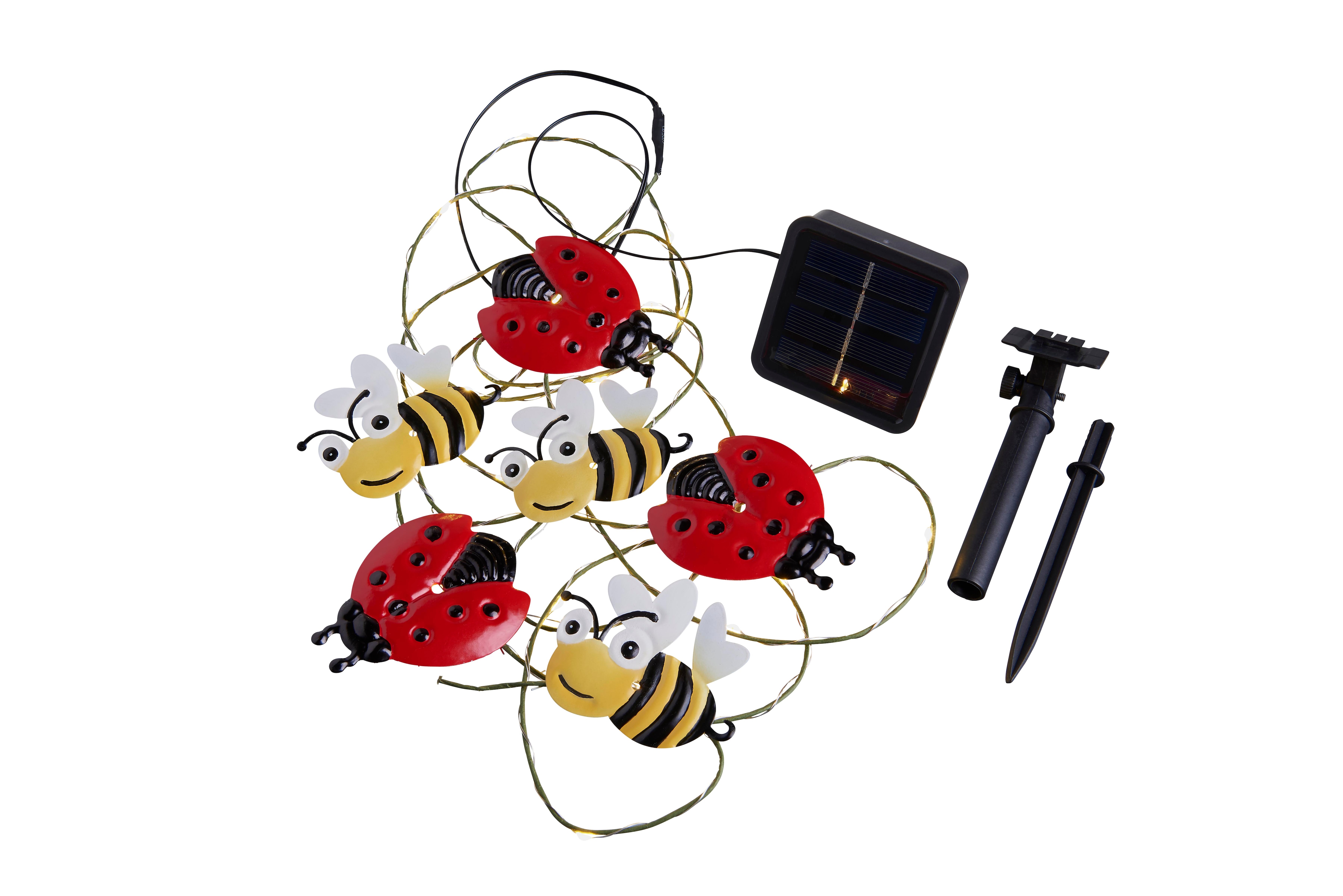 LED Girlande Metall/Solar Girlande Biene/Marienk&auml;fer - Bild 1