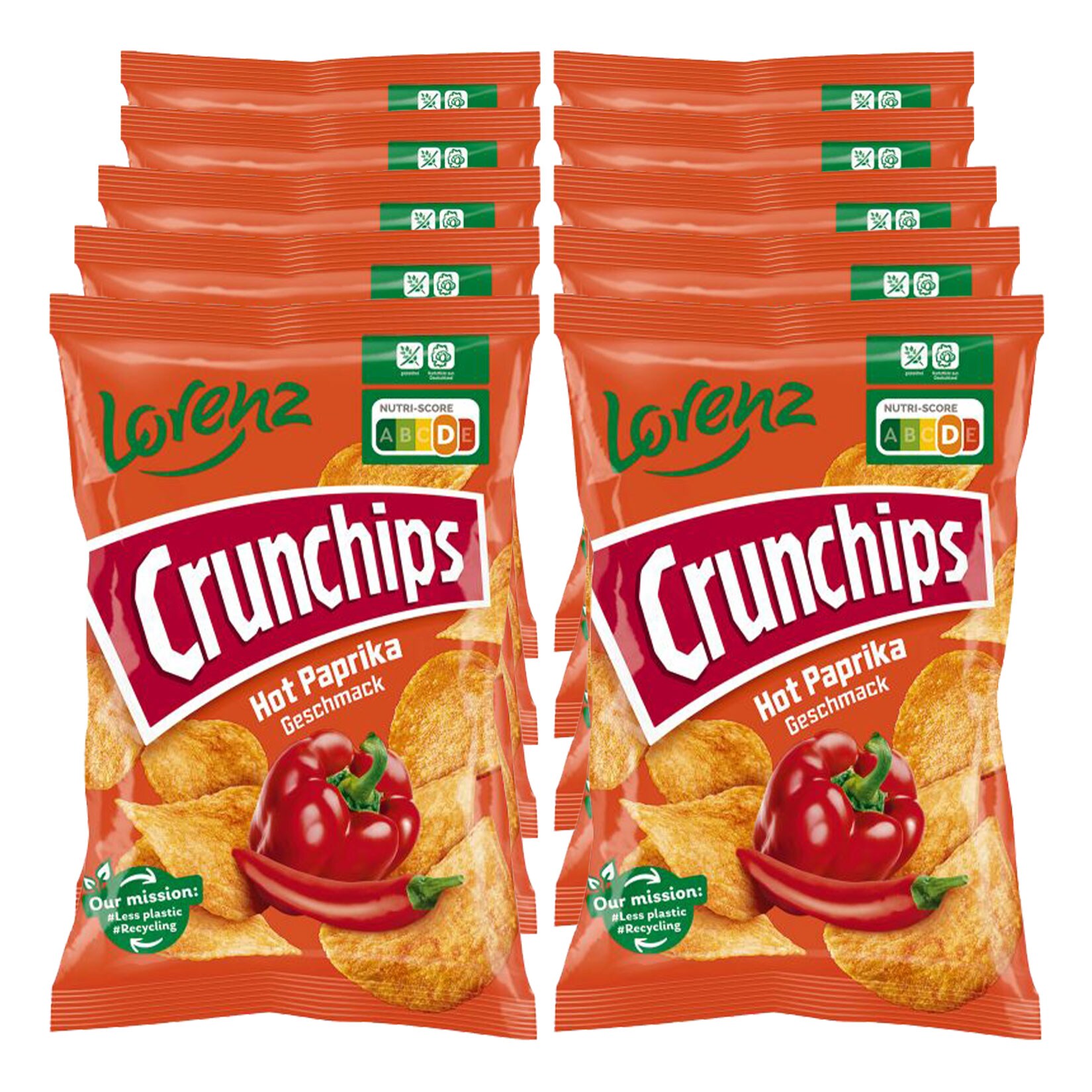 Lorenz Crunchips Hot Paprika 150 g, 10er Pack - Bild 1