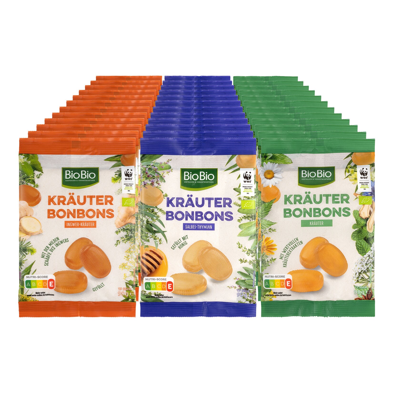 BioBio Bonbons 90 g, verschiedene Sorten, 36er Pack - Bild 1