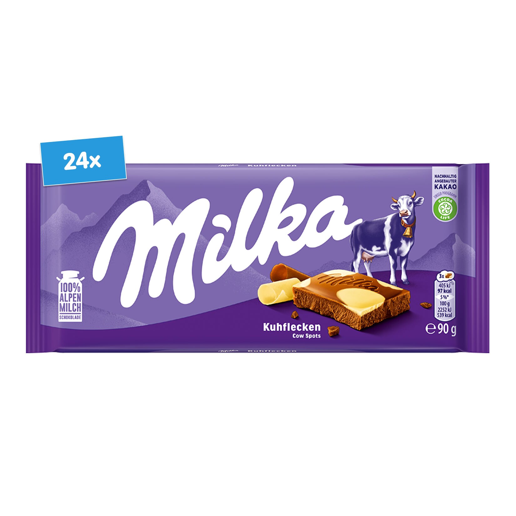 Milka Tafelschokolade Kuhflecken 90 g, 24er Pack