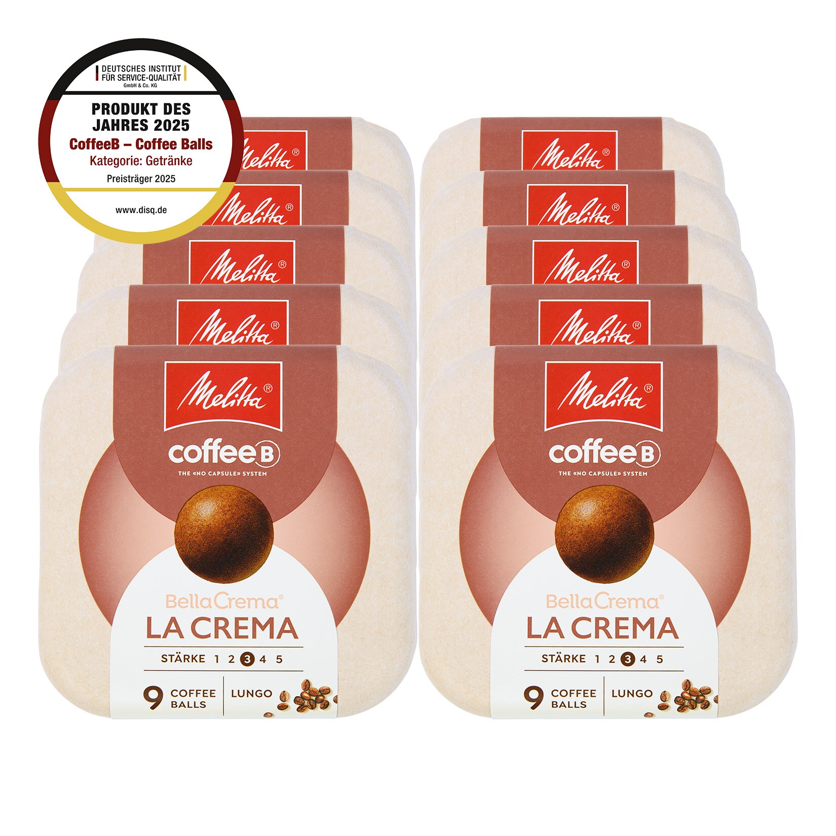 CoffeeB Melitta Bella Crema Lungo 9 Coffee Balls 51 g, 10er Pack | 07616500945968