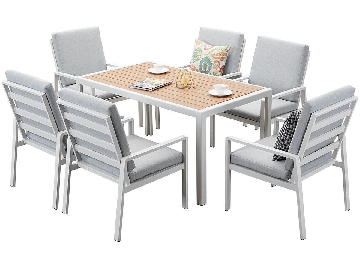 Terrassenm&ouml;bel Set, 7-tlg., 6 Sessel, 1 Esstisch - Bild 1