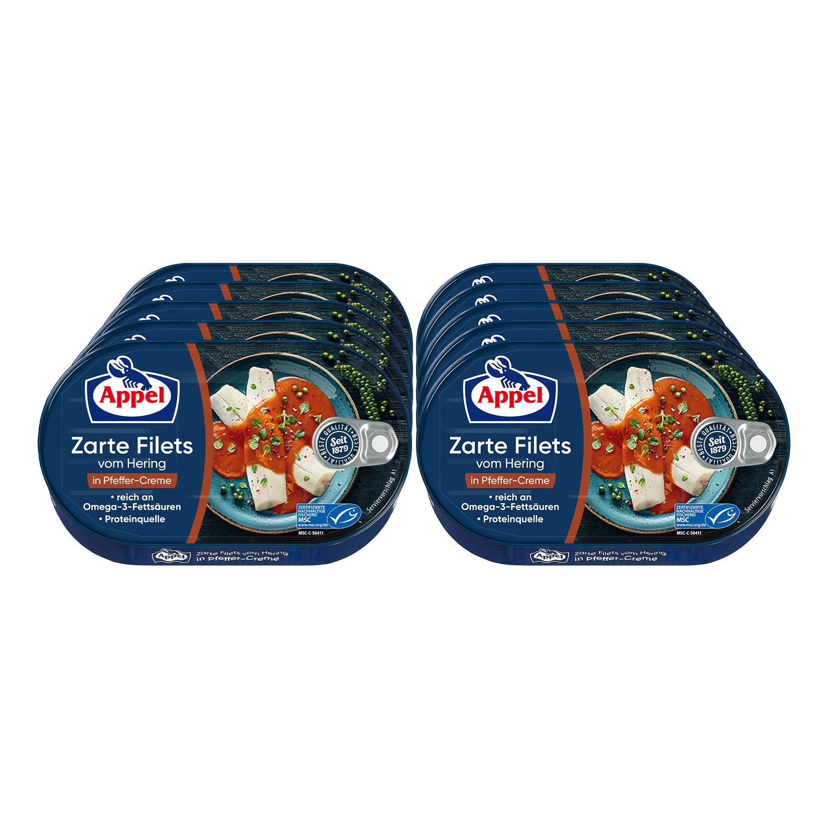 Appel Heringsfilet Pfeffer-Creme 200 g, 10er Pack - Bild 1