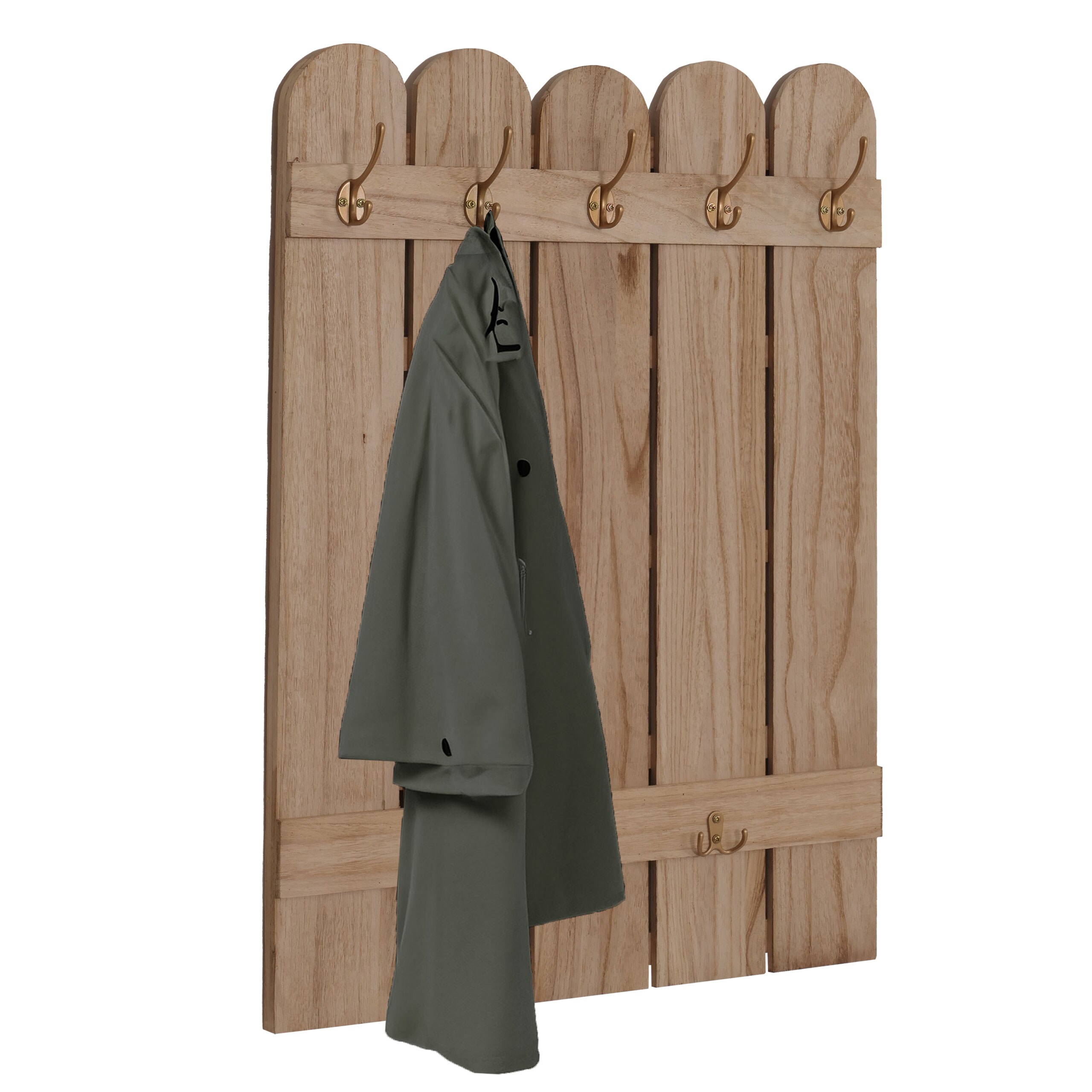 Wandgarderobe MCW-N95, Garderobe Garderobenpaneel, Paulownia 7 Haken 86x60cm ~ natur - Bild 1