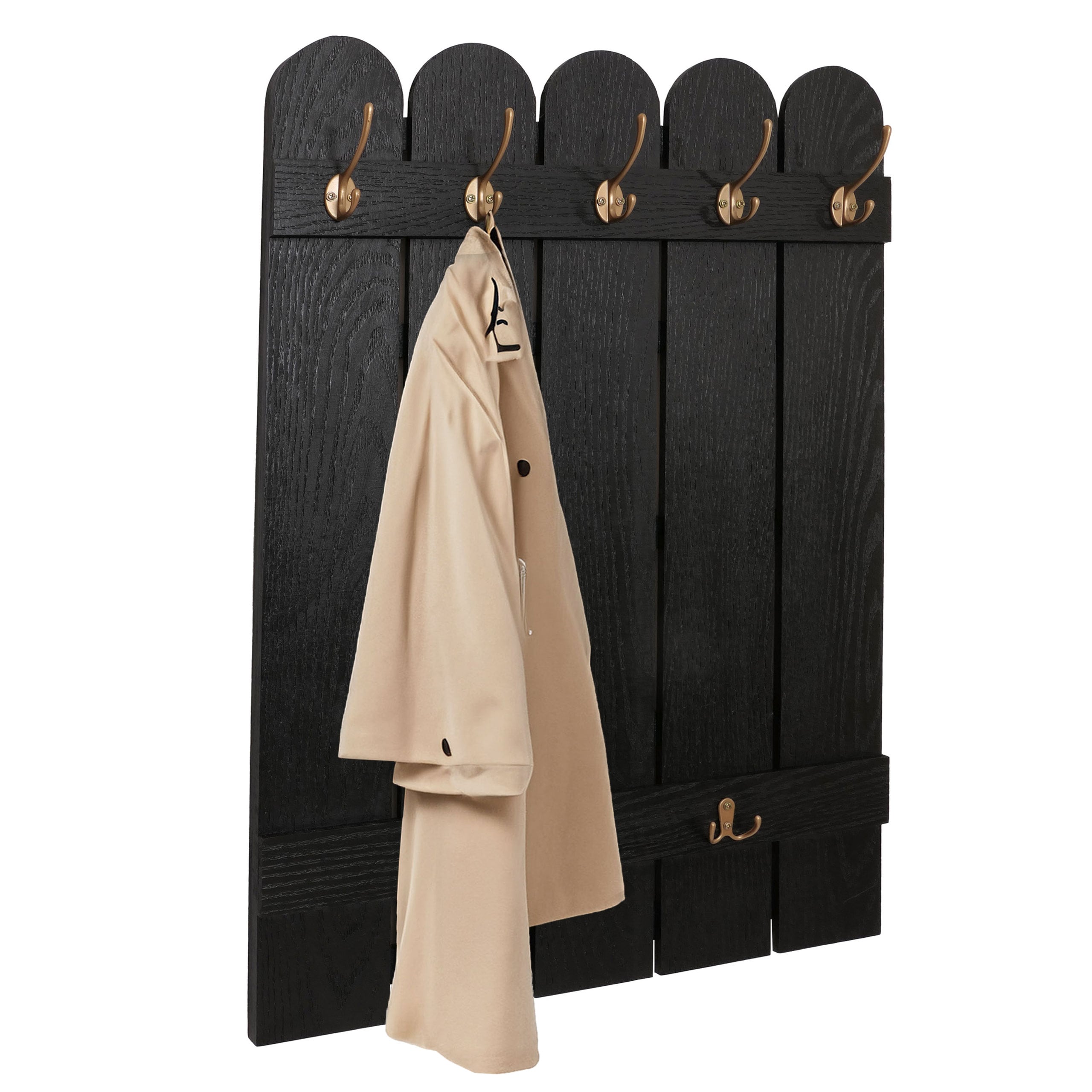 Wandgarderobe MCW-N95, Garderobe Garderobenpaneel, Paulownia 7 Haken 86x60cm ~ schwarz - Bild 1